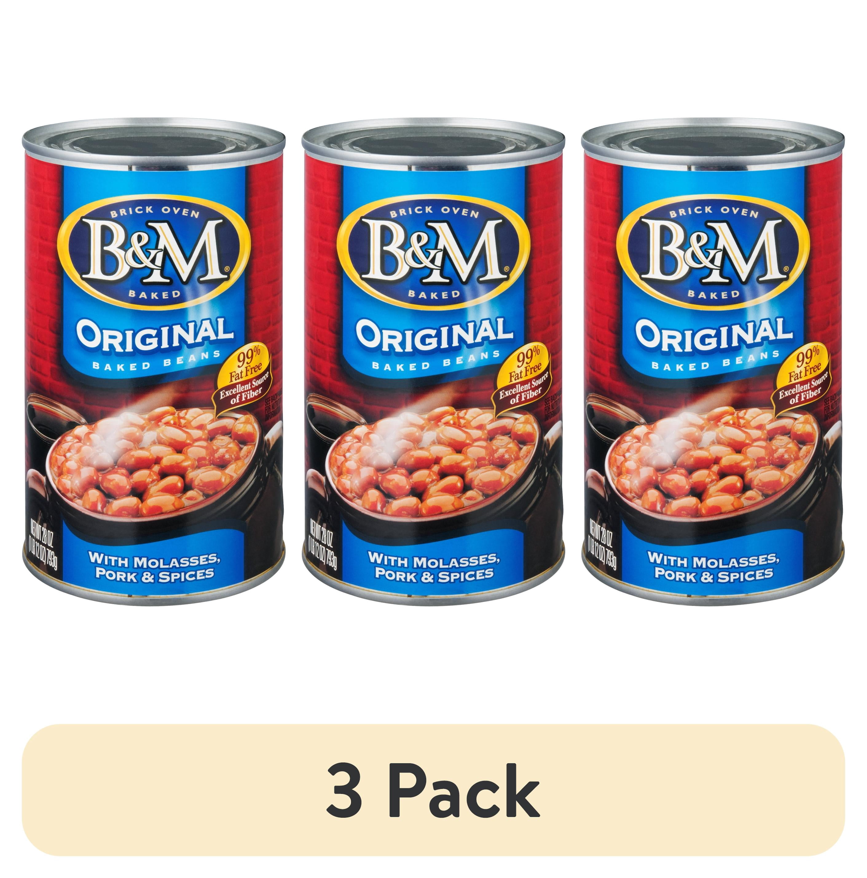 (3 pack) B&M Original Baked Beans with Molasses, Pork and Spices, 28 oz Can