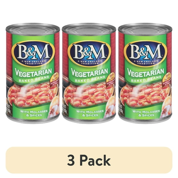 (3 pack) B&M Vegetarian Baked Beans, Vegetarian, Shelf-Stable, 28 oz Can
