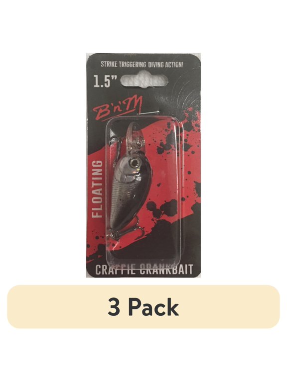 (3 pack) B'n'M Crappie Crankbait 1.5" Floating Ultra-Lite Bait, Shiner