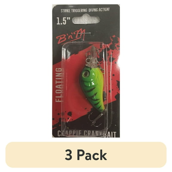 (3 pack) B'n'M Crappie Crankbait 1.5" Ultra-Lite Floating Bait, Fire Tiger