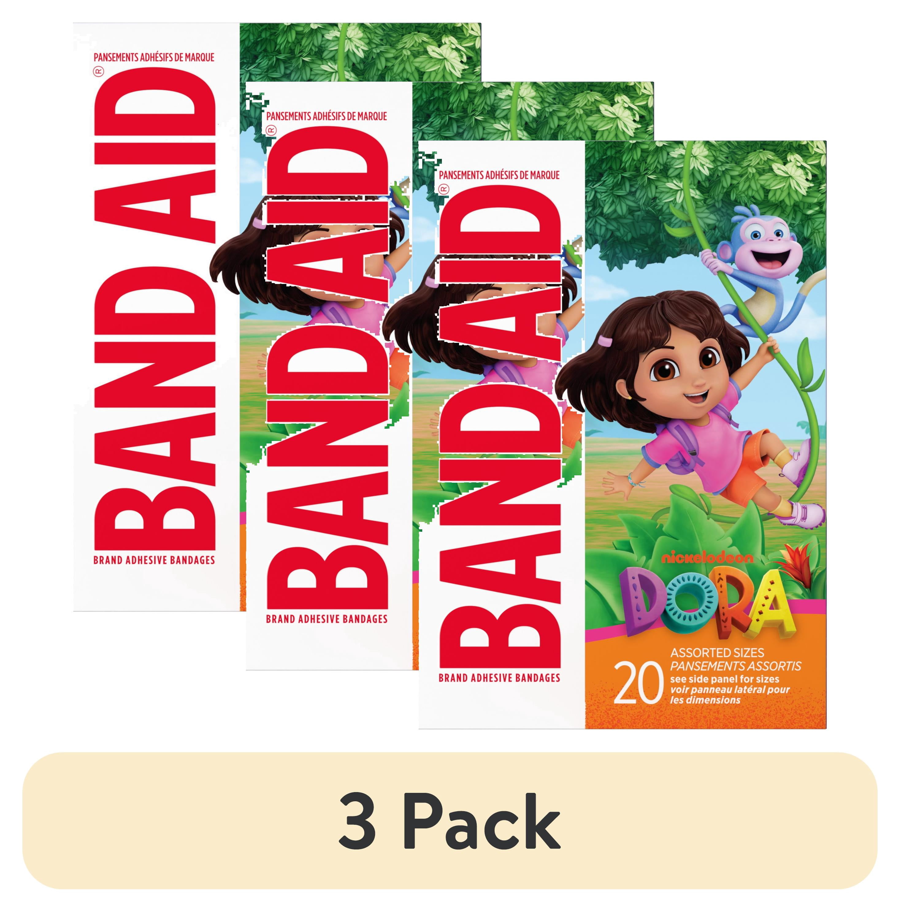 (3 pack) BAND-AID® Brand Bandages for Kids, Nickelodeon Dora, 20 Count