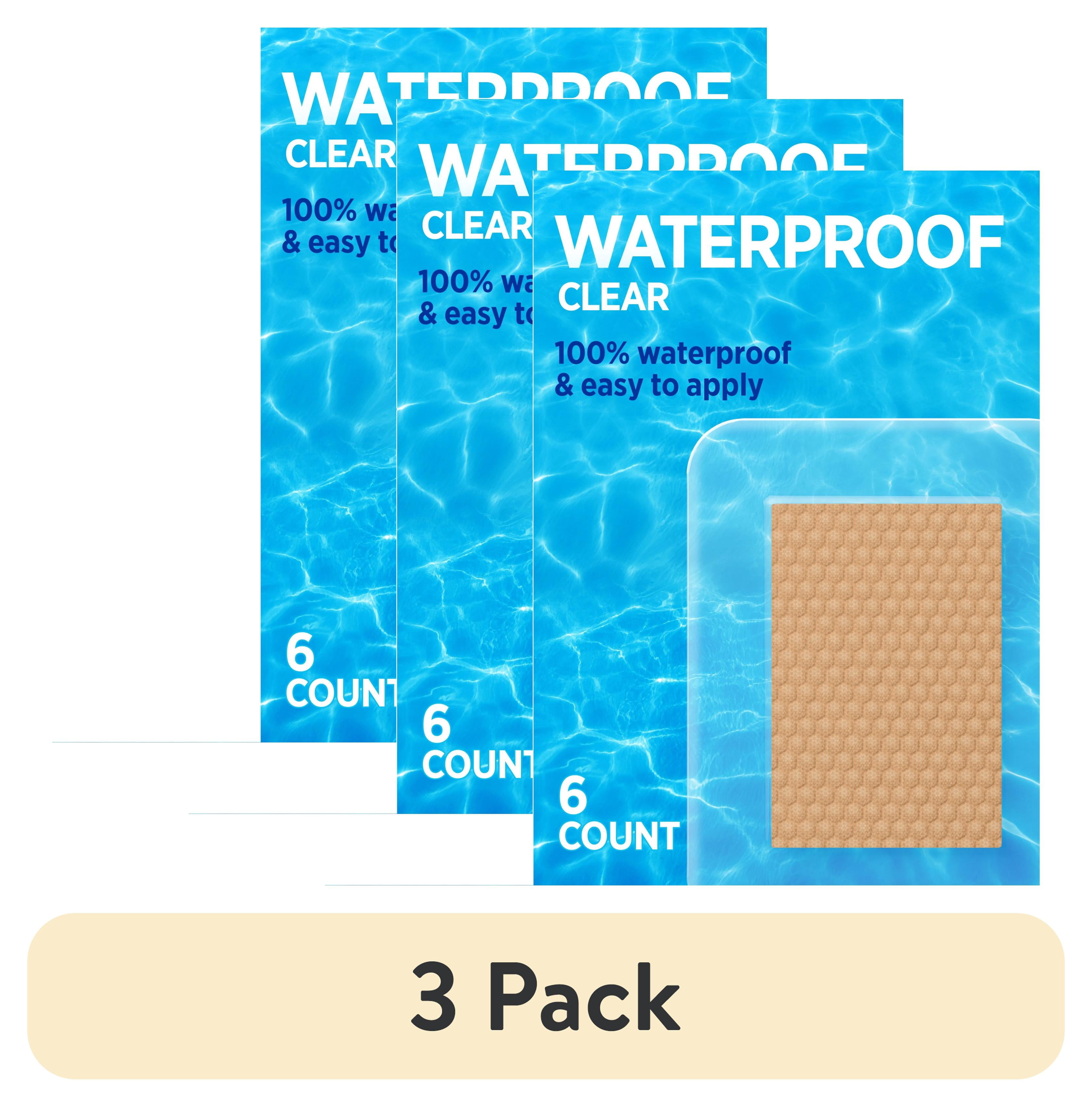 (3 pack) BAND-AID Brand Clear Waterproof Adhesive Bandages, Jumbo, 6 Count
