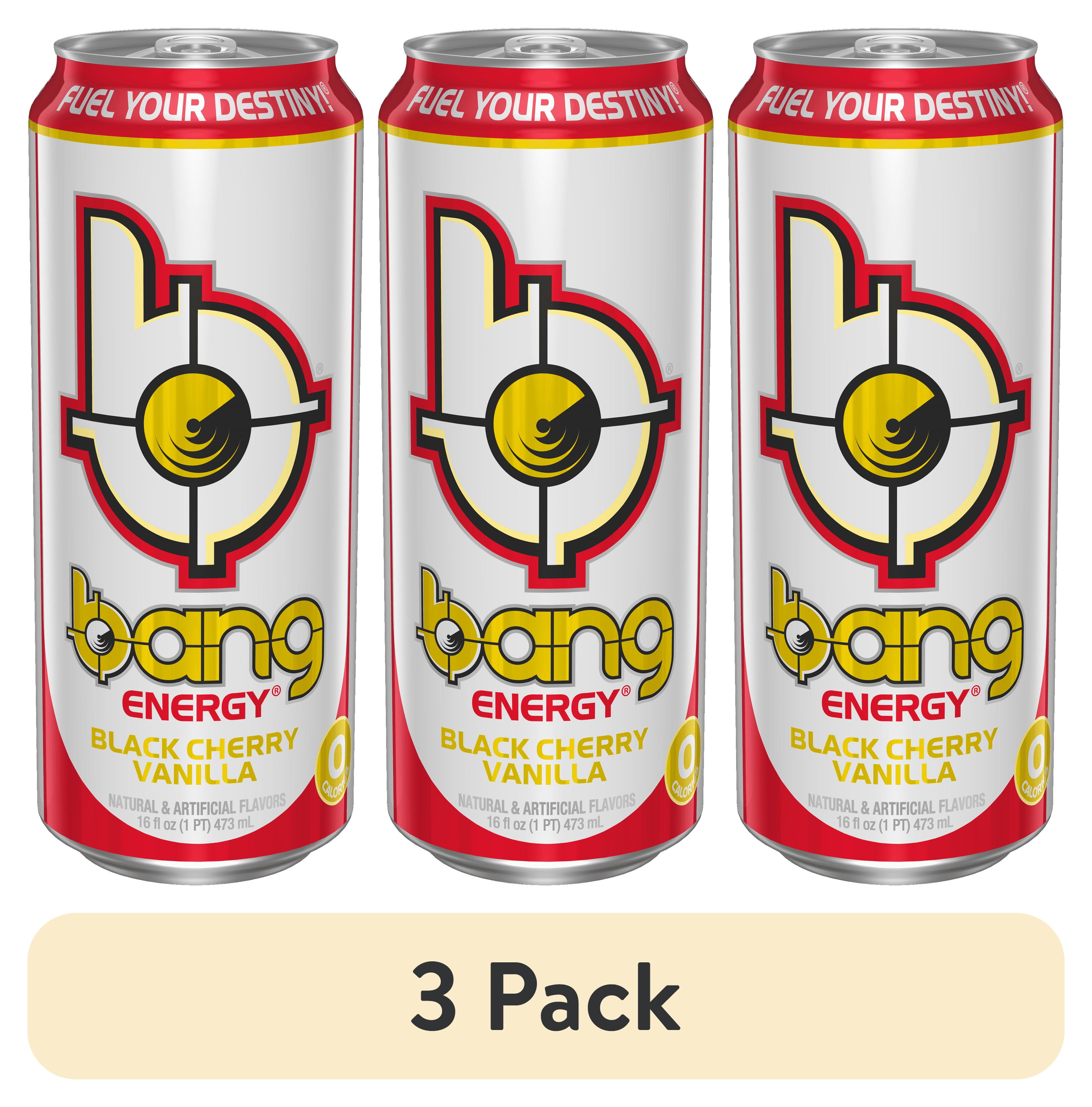 3 pack) BANG Energy Drink, Black Cherry Vanilla, 16 fl oz, Can
