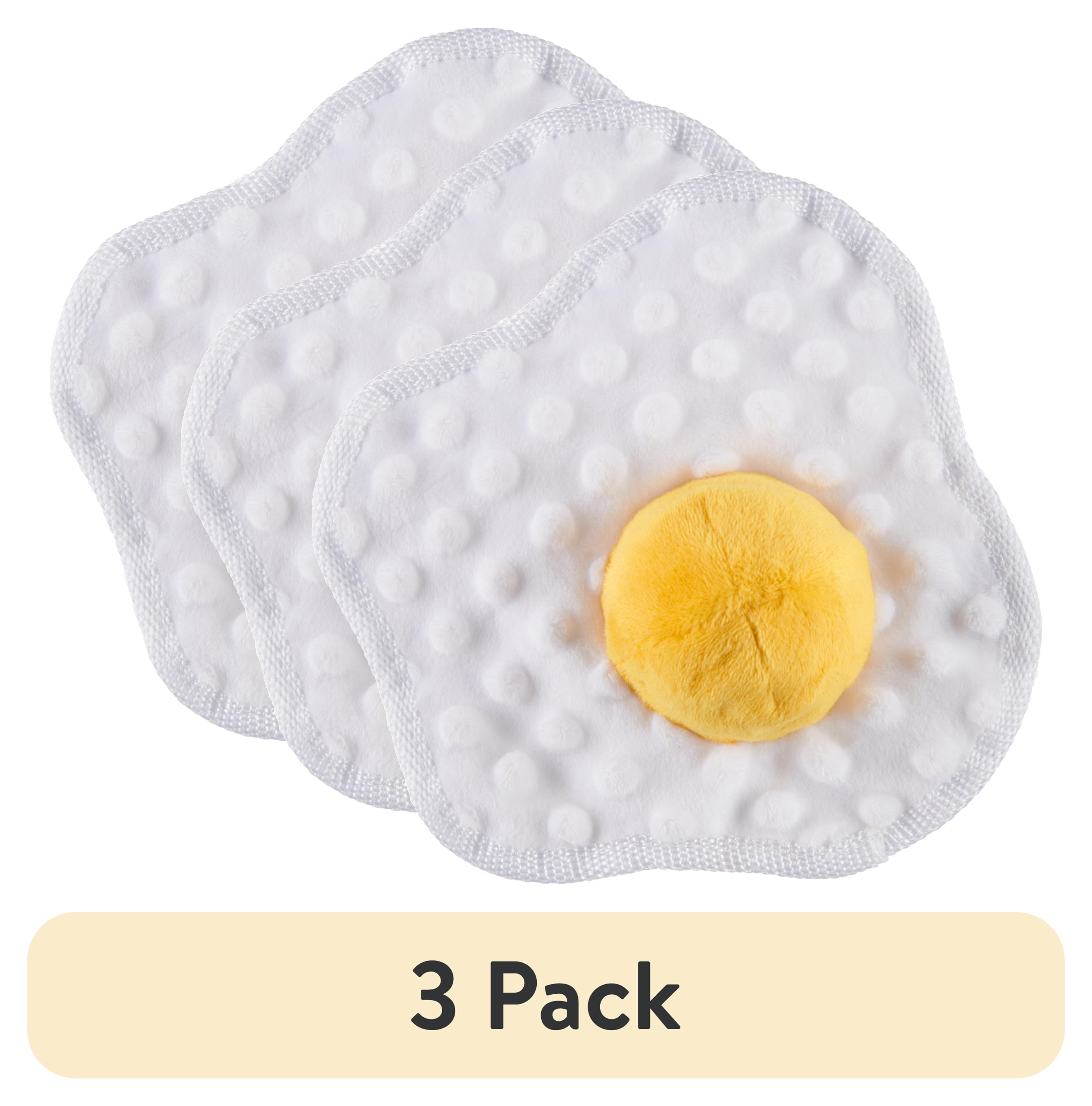 (3 pack) BARK Box Puppy Side Up Egg Crinkle Plush Toy with Hidden Squeaky Ball