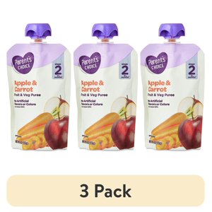 (paquete de 3) Comida para bebé etapa 2 de puré de manzana y zanahoria Parent's Choice, bolsa de 4 oz