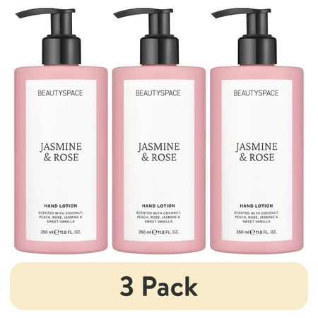 (3 pack) BEAUTYSPACE Jasmine and Rose Hand Lotion, 11.83 fl oz