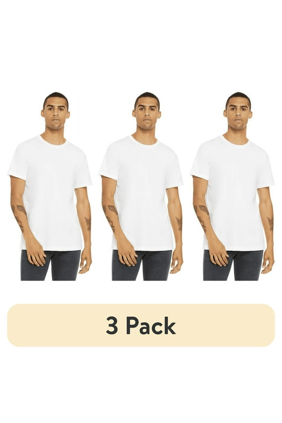 (3 pack) BELLA+CANVAS Adult Unisex Short Sleeve Crew T-Shirt – White X-Large Cotton Tee for Crafting, Personalization, Tie Dye & Everyday Wear