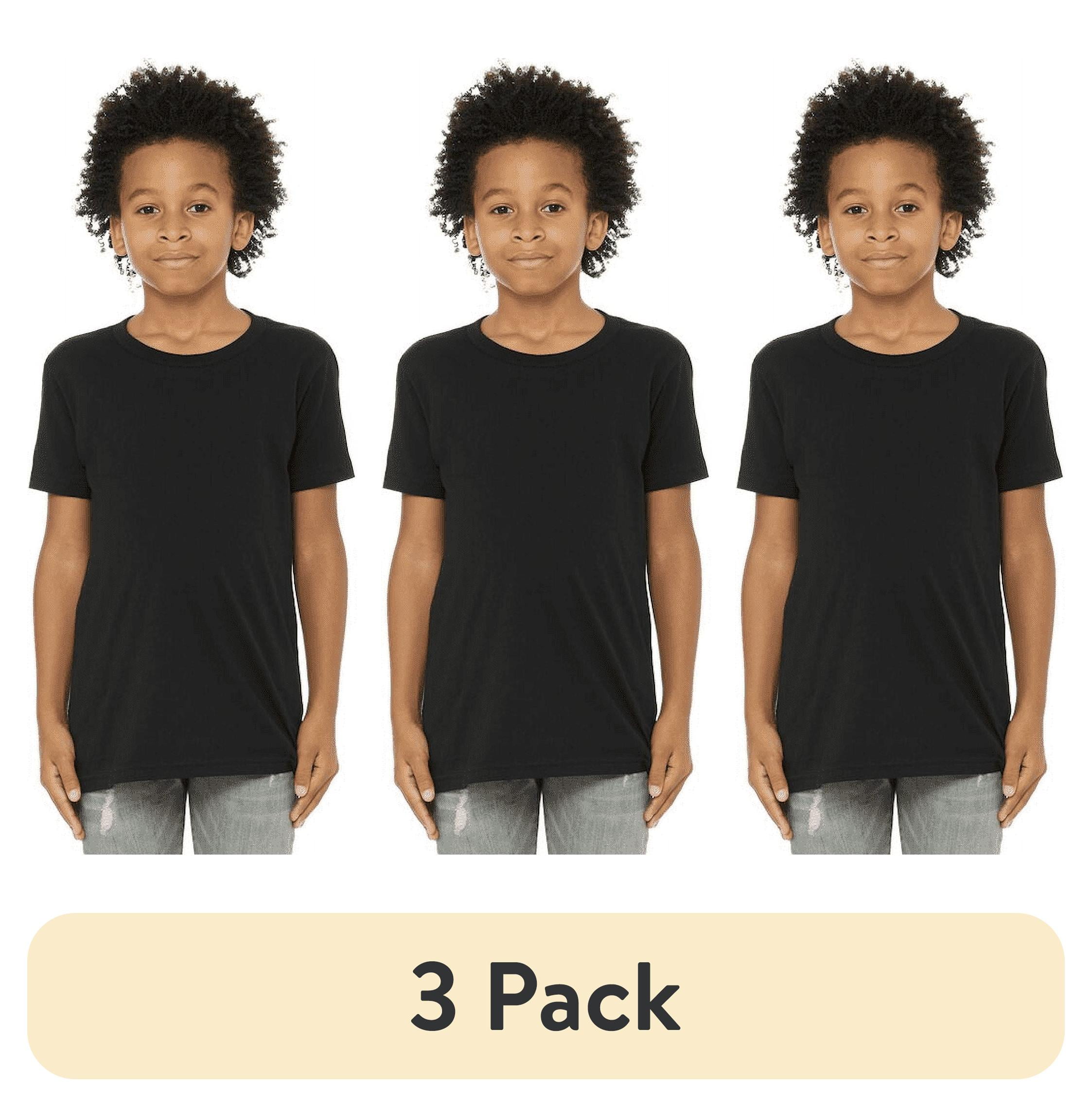 (1 pack) BELLA+CANVAS Youth Unisex Short Sleeve Crew T-Shirt – Black Large Cotton Tee for Crafting, Personalization, Tie Dye & Everyday Wear