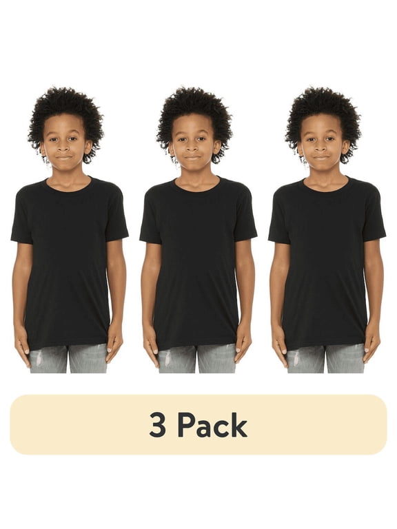 (1 pack) (1 pack) (1 pack) (1 pack) BELLA+CANVAS Youth Unisex Short Sleeve Crew T-Shirt – Black Large Cotton Tee for Crafting, Personalization, Tie Dye & Everyday Wear