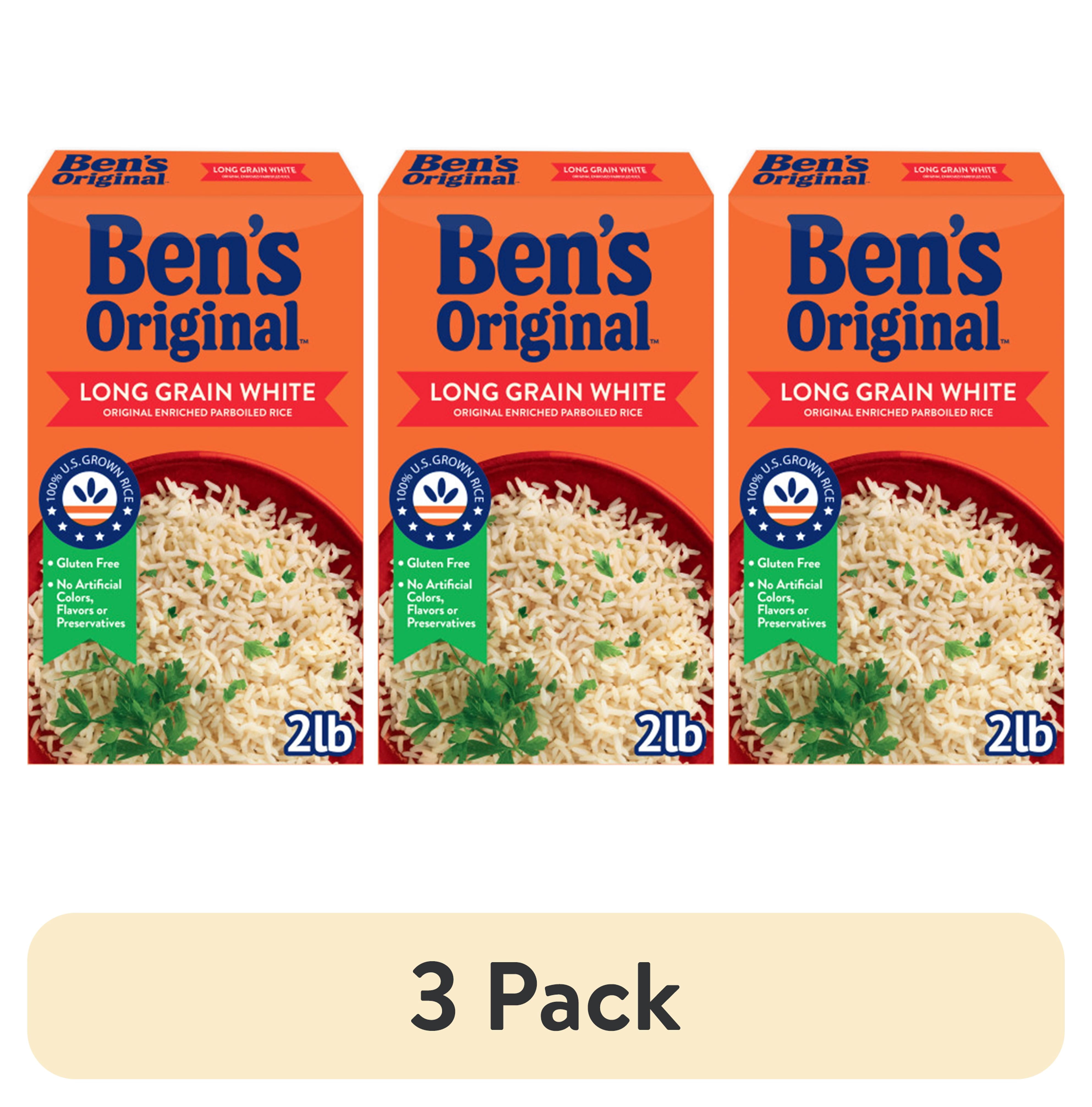 (3 pack) BEN'S ORIGINAL Converted Brand Enriched Long Grain White Rice, Parboiled Rice, 2 lb Box