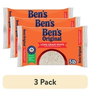 (3 pack) BEN'S ORIGINAL Enriched Long Grain White Rice, Parboiled Rice, 5 LB Bag