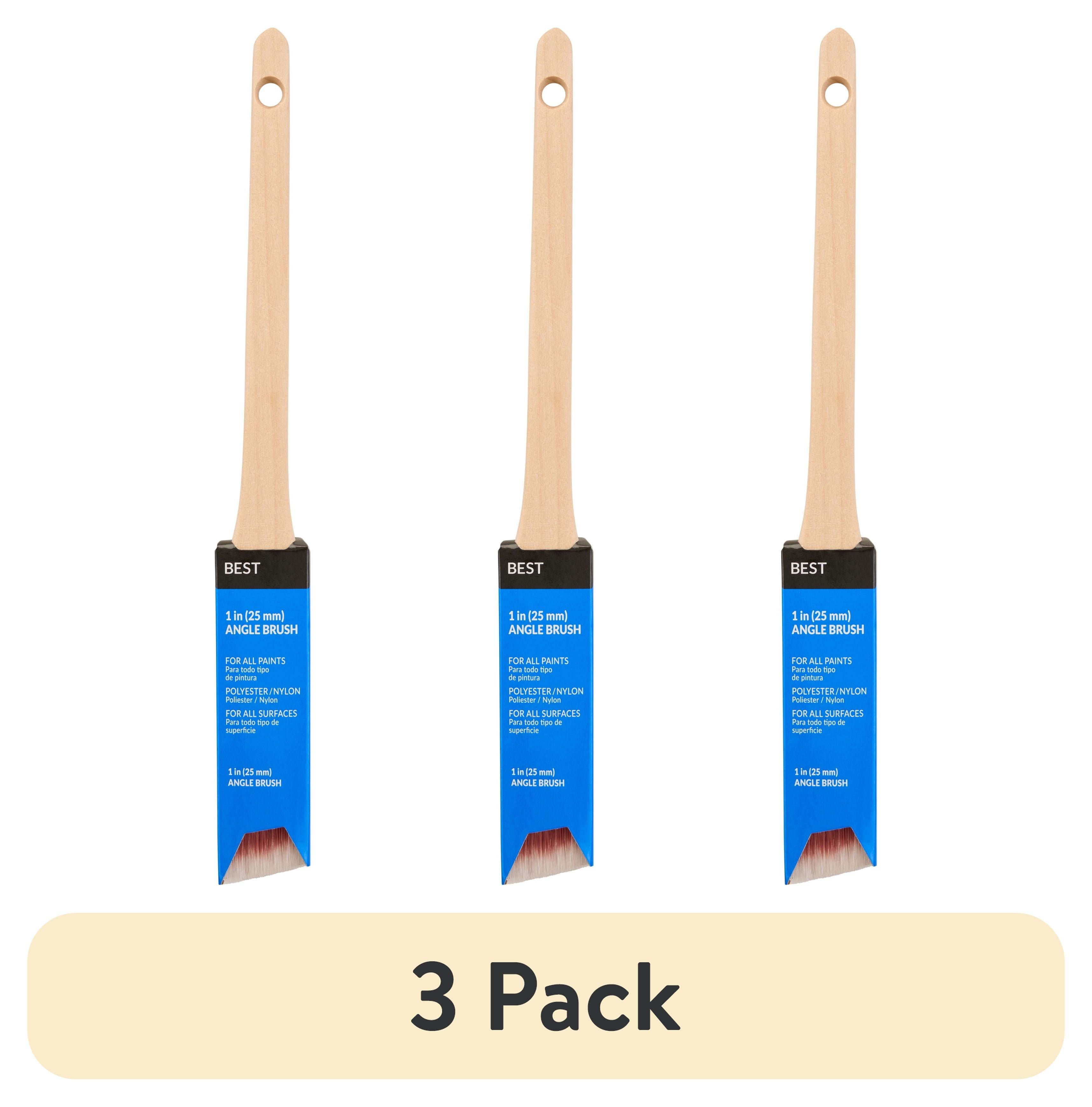 (3 pack) BEST 1" Polyester-Nylon Thin Angle Brush