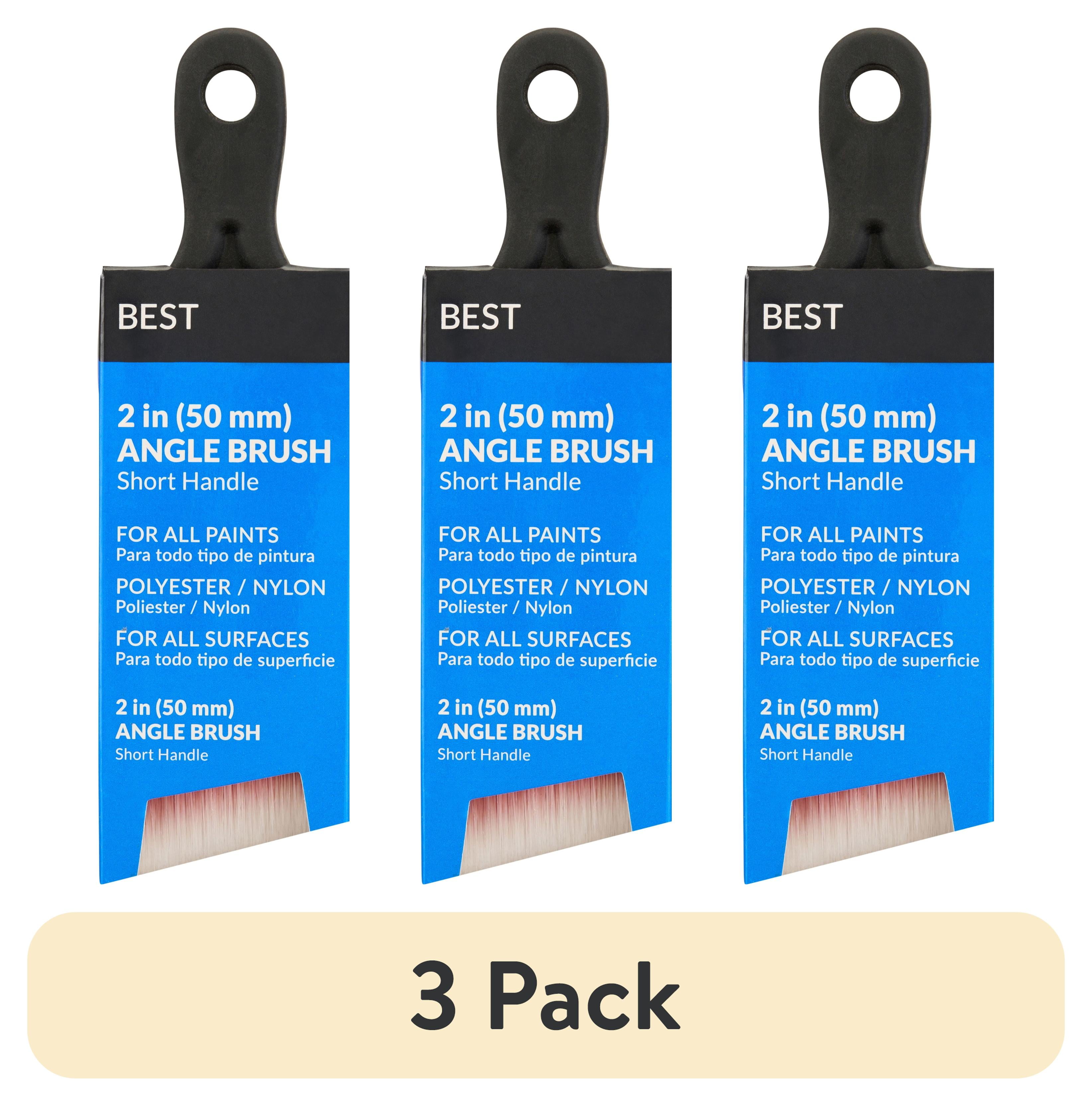(3 pack) BEST 2" Polyester-Nylon Rubber Short Angle Brush