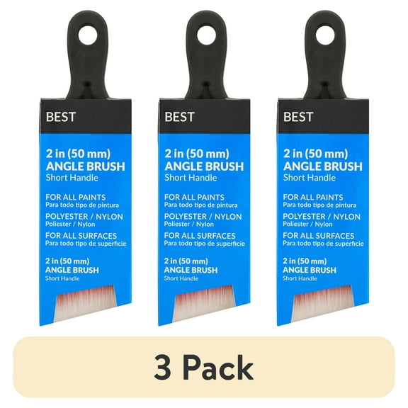 (3 pack) BEST 2" Polyester-Nylon Rubber Short Angle Brush