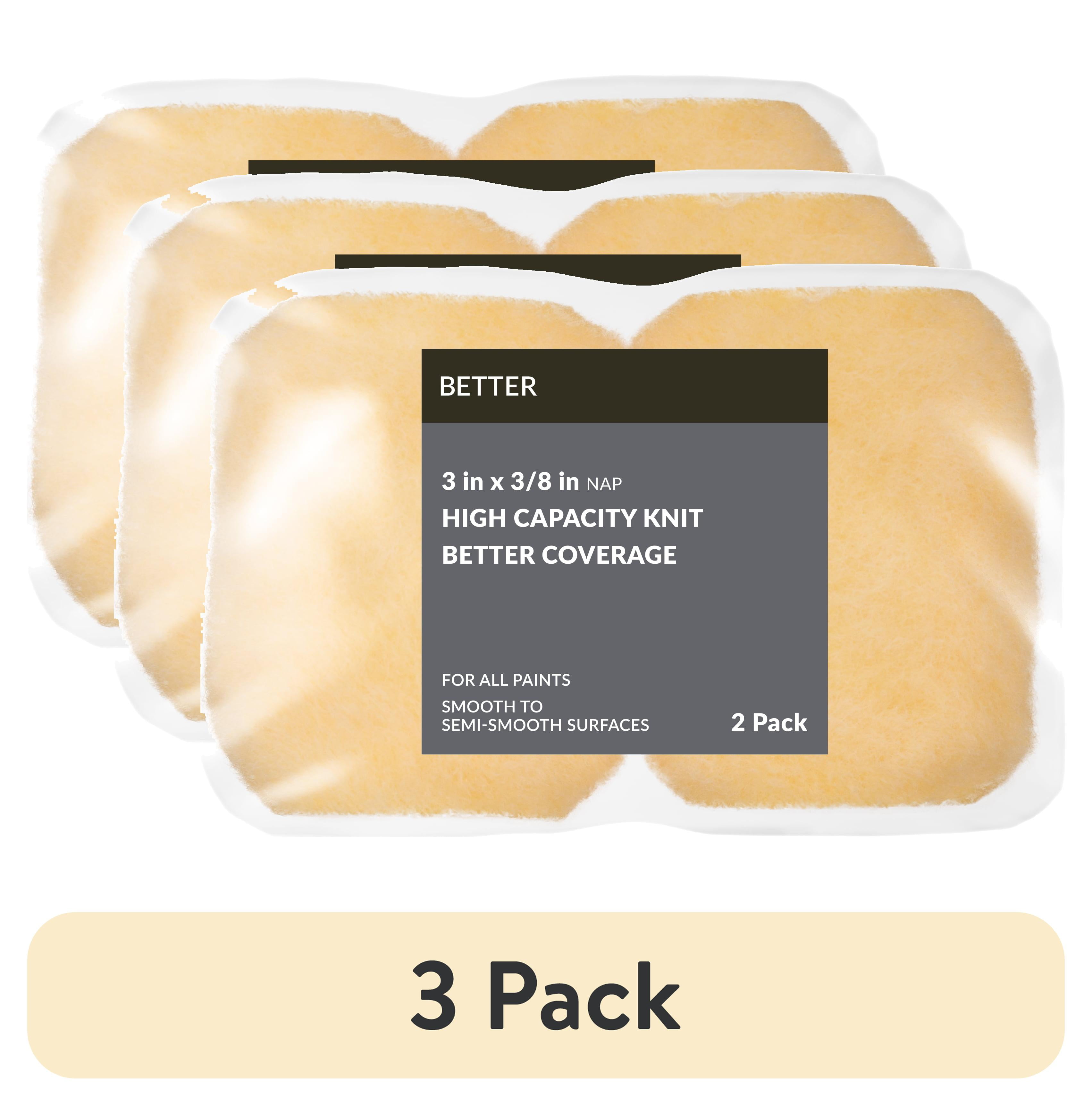 (3 pack) BETTER 3 in x 3/8 in nap High Density Knit Paint Roller Cover, 2 Pack