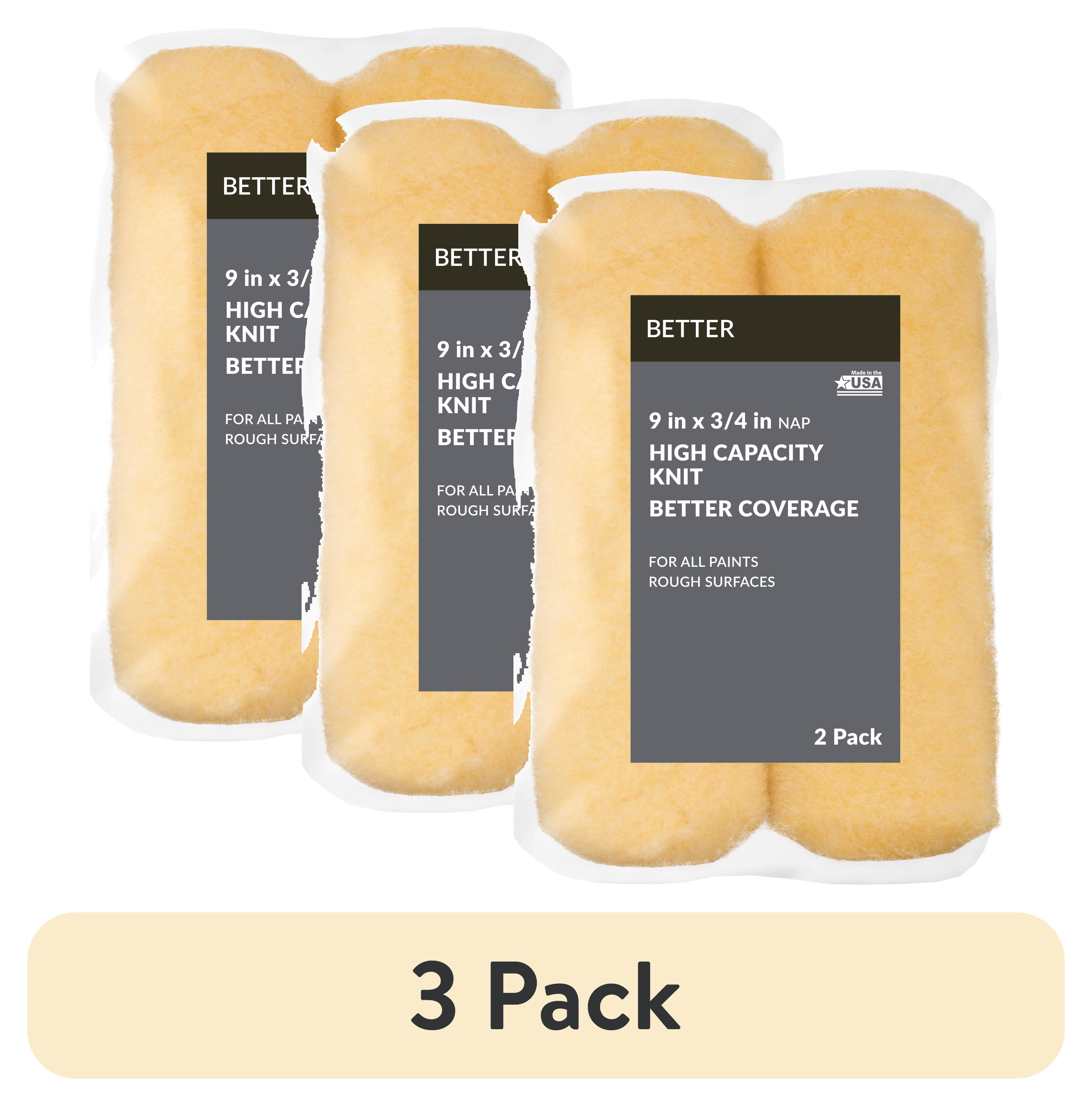 (3 pack) BETTER 9 in x 3/4 in nap High Density Knit Paint Roller Cover, 2 Pack