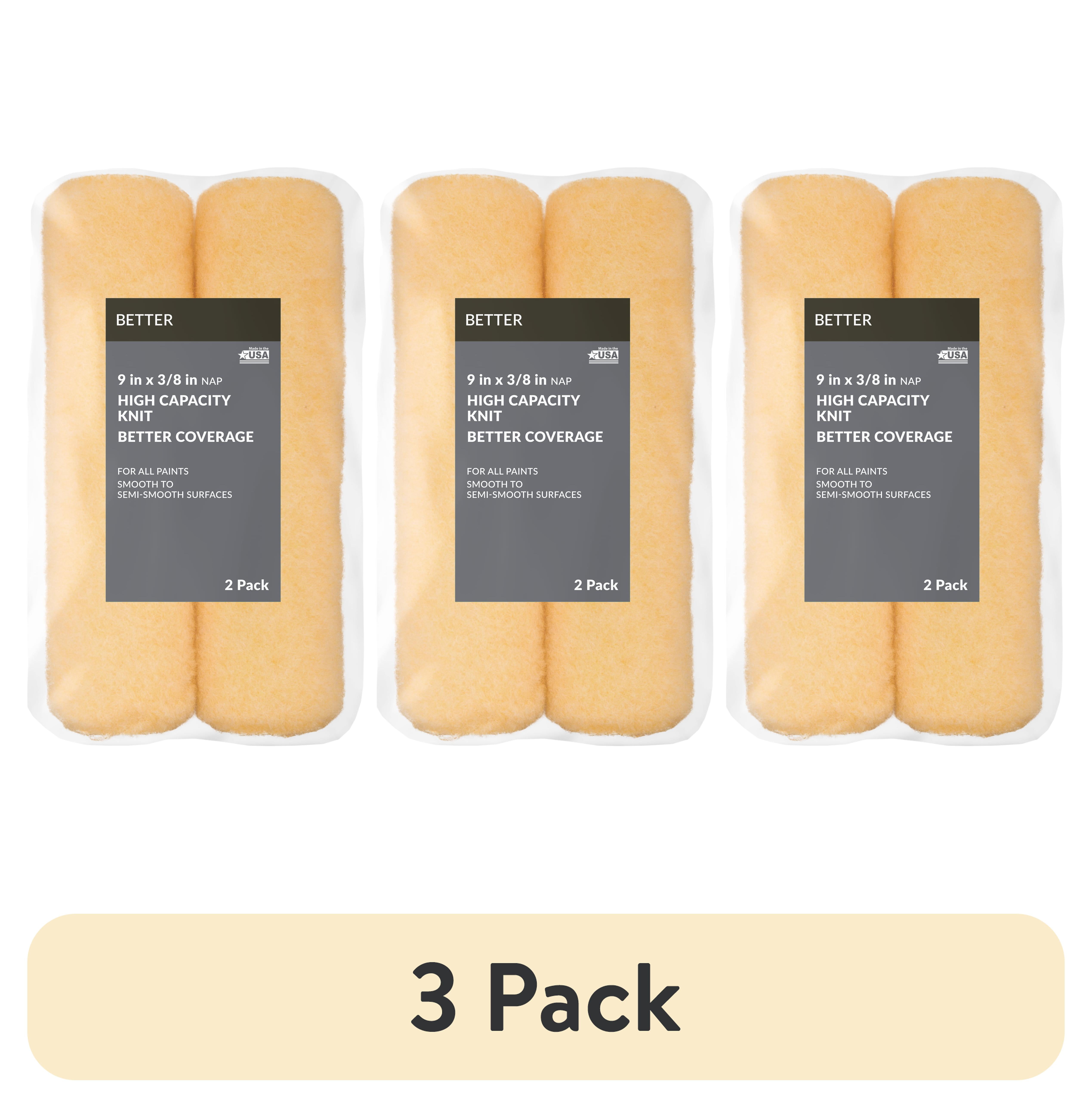(3 pack) BETTER 9 in x 3/8 in nap High Density Knit Paint Roller Cover, 2 Pack