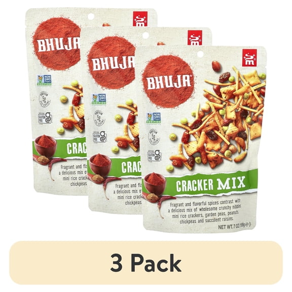 (3 pack) BHUJA Cracker Mix, 7 Ounce Bag