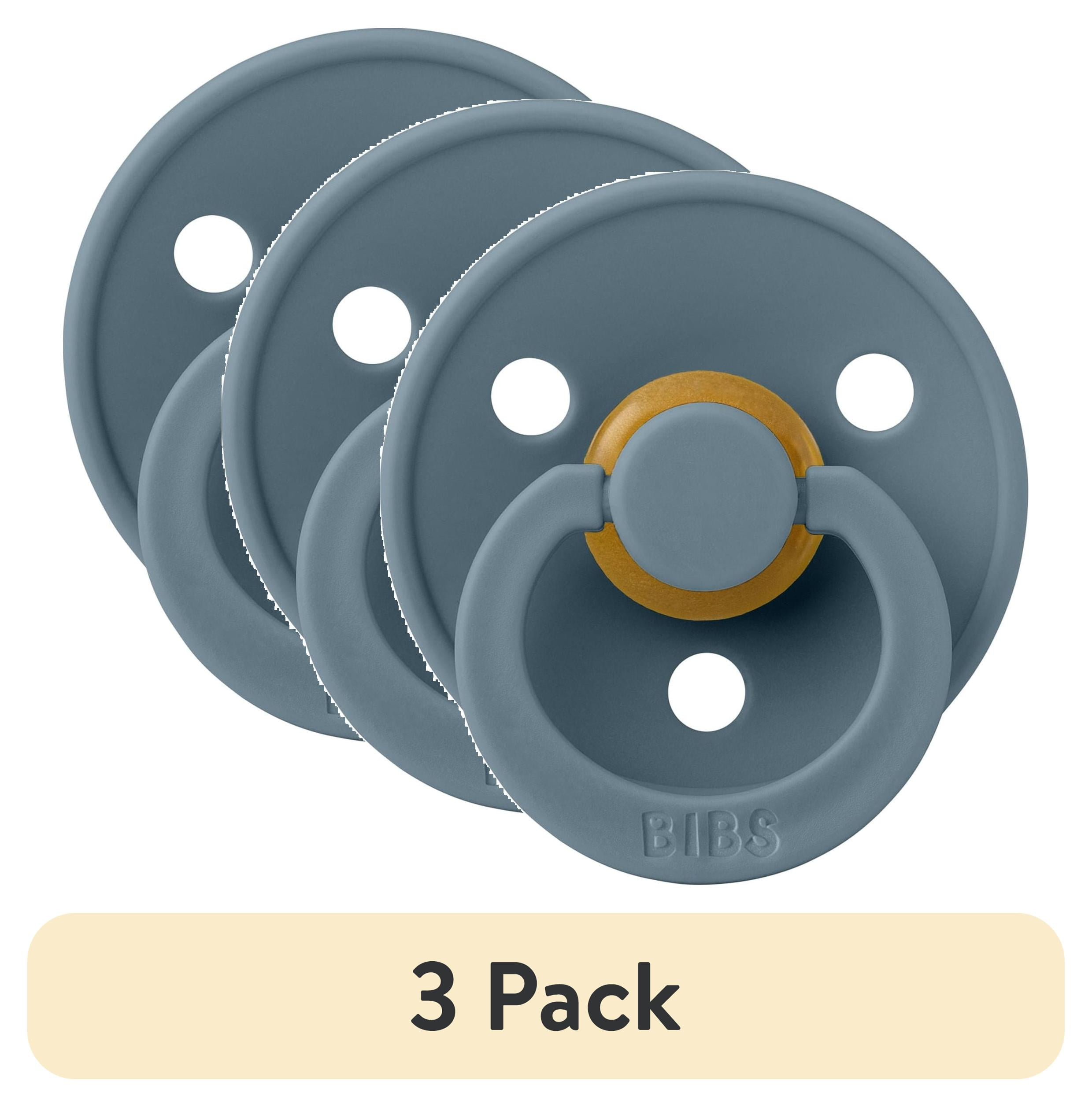 (3 pack) BIBS Colour, Natural Rubber Latex Pacifier Size 2, 6-18 Months, Petrol Blue, Gender-Neutral, 1 Count, Infant