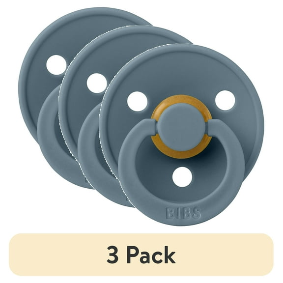(3 pack) BIBS Colour, Natural Rubber Latex Pacifier Size 2, 6-18 Months, Petrol Blue, Gender-Neutral, 1 Count, Infant