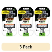 3 pack BIC Flex 4 Mens 4-Blade Disposable Razors, 3 Count