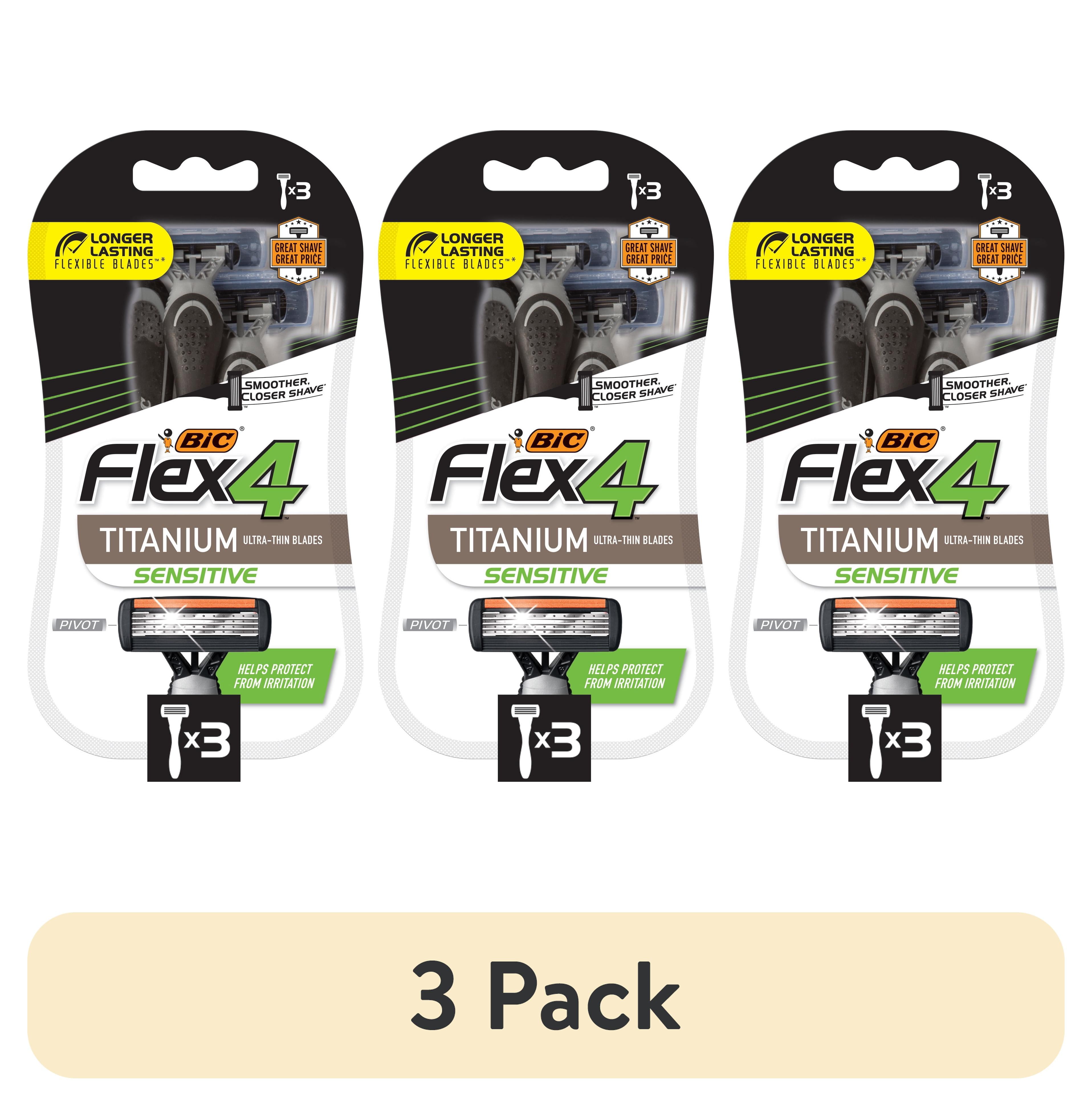 (3 pack) BIC Flex 4 Sensitive Men #39 s 4 Blade Manual Shaving Razor Black