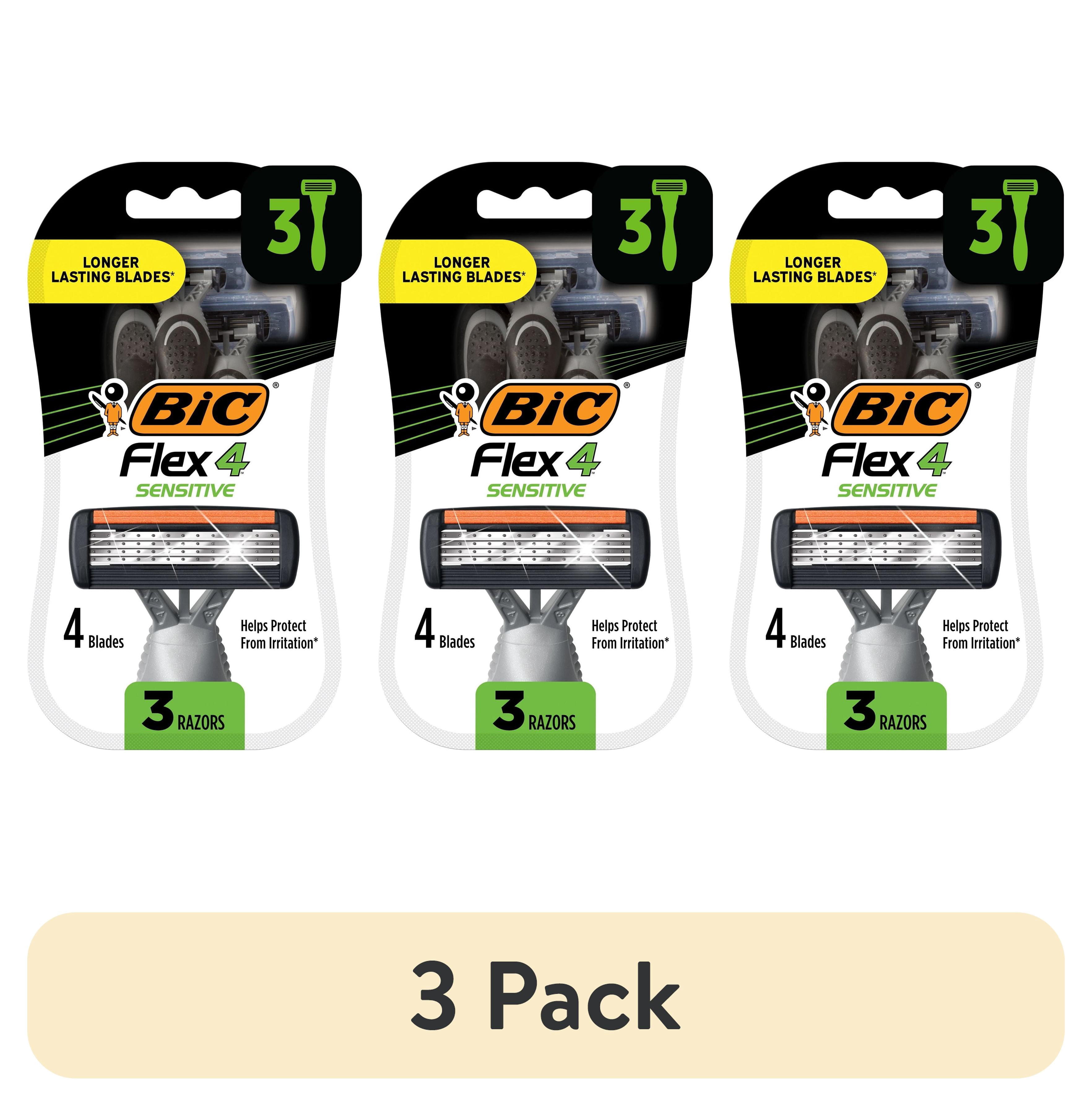(3 pack) BIC Flex 4 Men's 4-Blade Disposable Manual Razors 3 Count