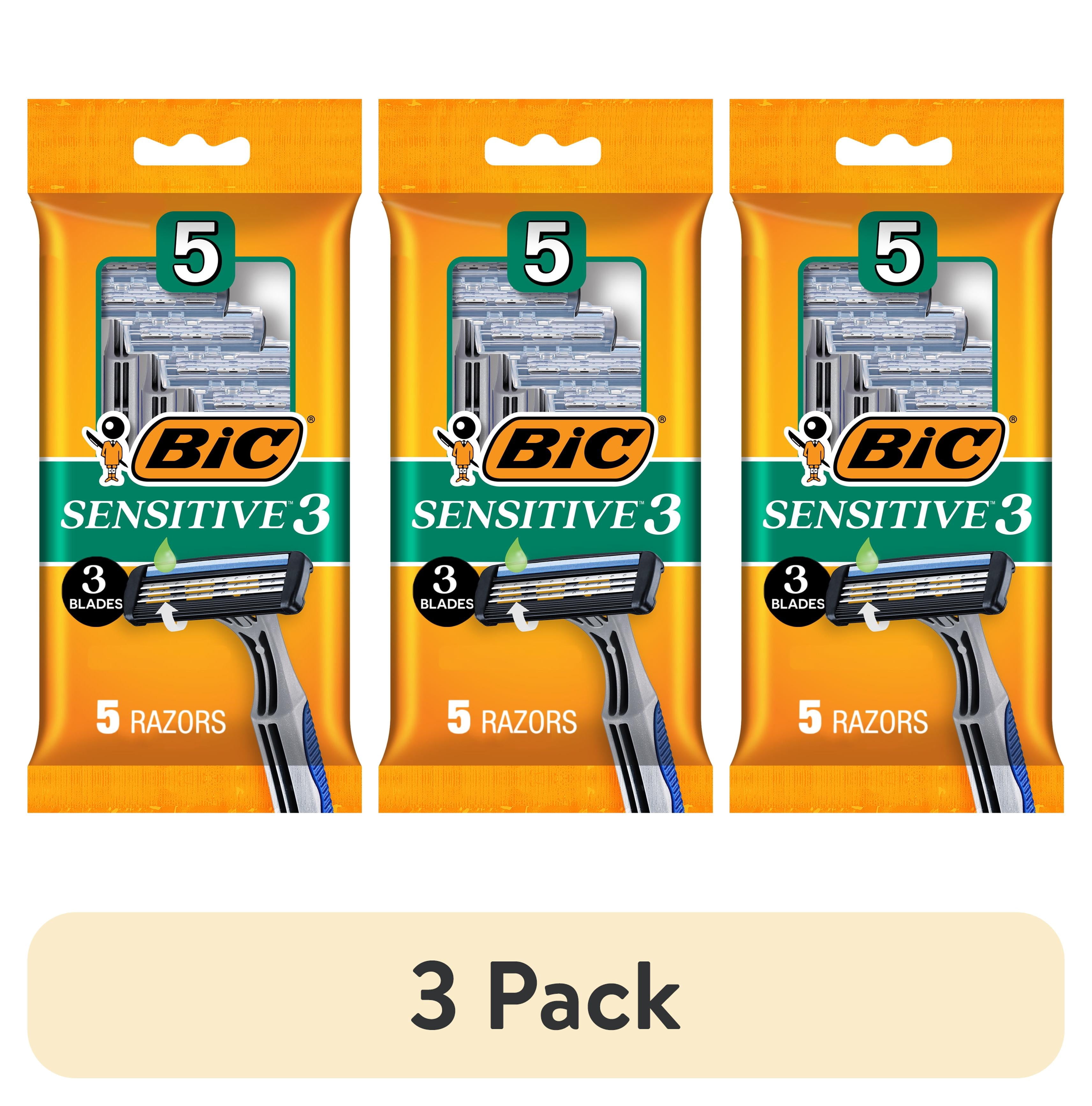 (3 pack) BIC Sensitive 3 Men's Disposable Razors with 3 Blades, 5 Count ...