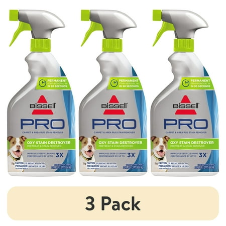 (3 pack) BISSELL Pro Oxy Stain Destroyer Pet Pretreat & Stain Remover, 22 Oz.