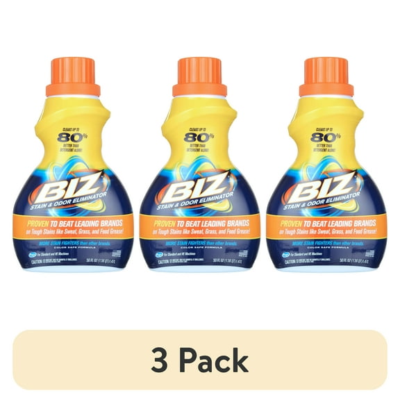 (3 pack) BIZ Stain and Odor Eliminator Liquid for Tough Stains, 50 fl oz