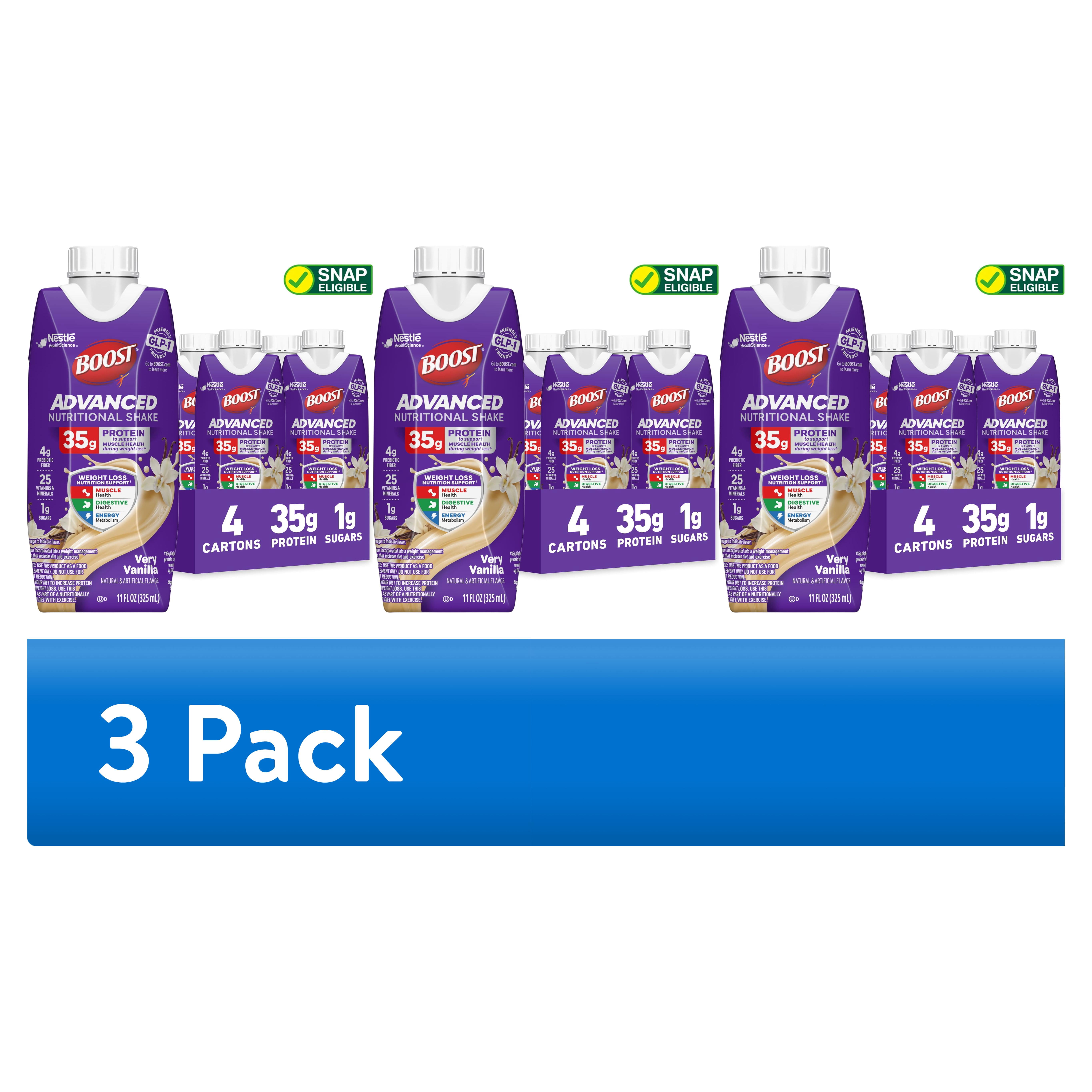 (3 pack) BOOST Advanced Nutritional Protein Shake, GLP-1 Friendly, Very Vanilla, 4 - 11 fl oz Cartons