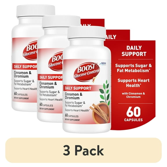 (3 pack) BOOST Glucose Control Daily Support Cinnamon and Chromium Dietary Supplement, 60 Count