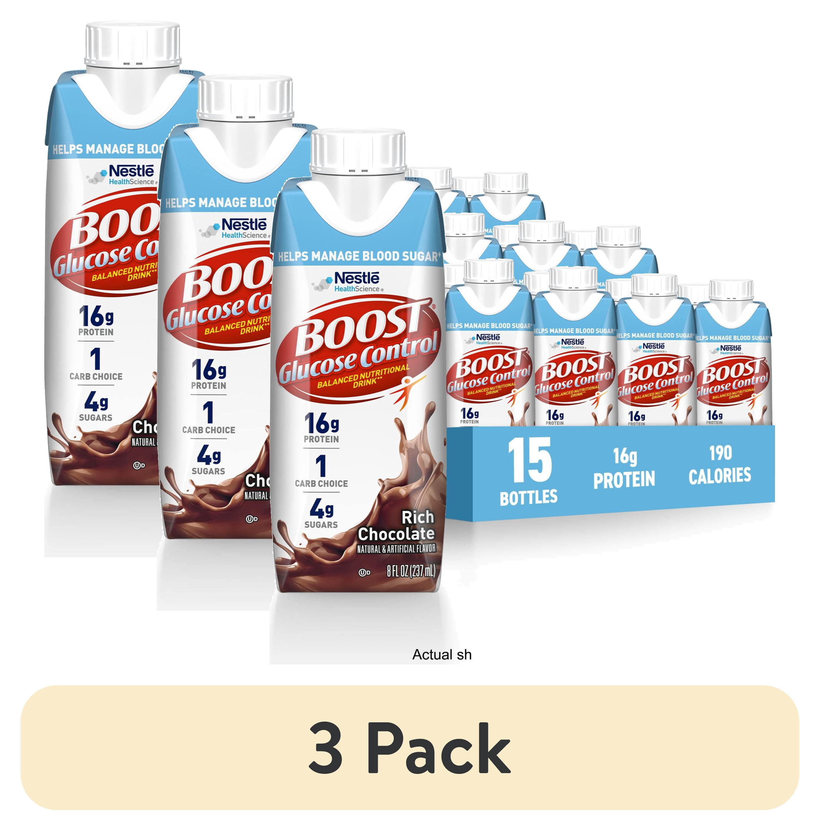 (3 pack) BOOST Glucose Control Nutritional Drink, Rich Chocolate, 8 fl oz, 15 Pack