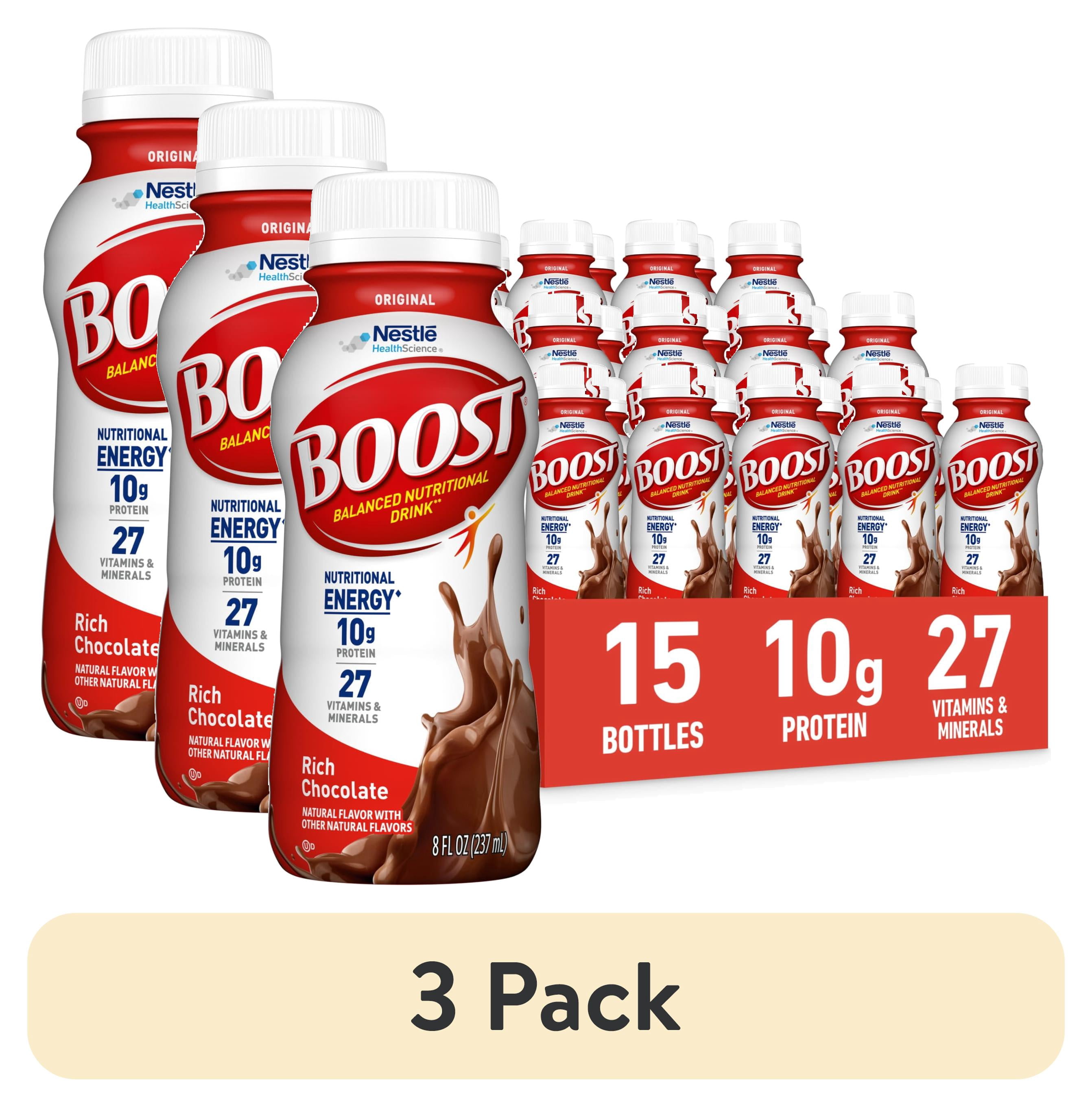 (3 pack) BOOST Original Balanced Nutritional Drink Protein Shakes, Rich Chocolate, 8 fl oz, 15 Pack