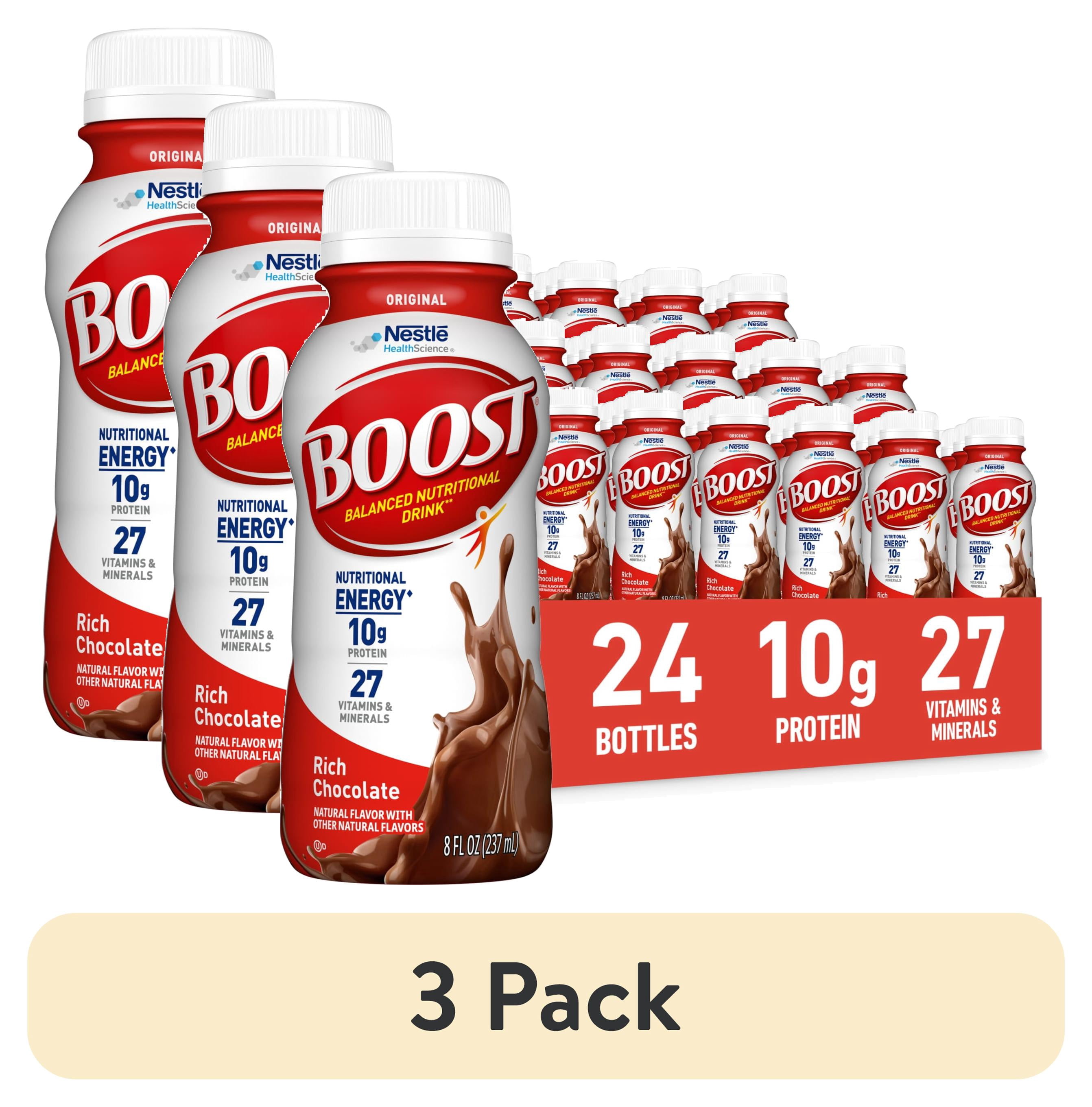 (3 pack) BOOST Original Balanced Nutritional Drink Protein Shakes, Rich Chocolate, 8 fl oz, 24 Pack