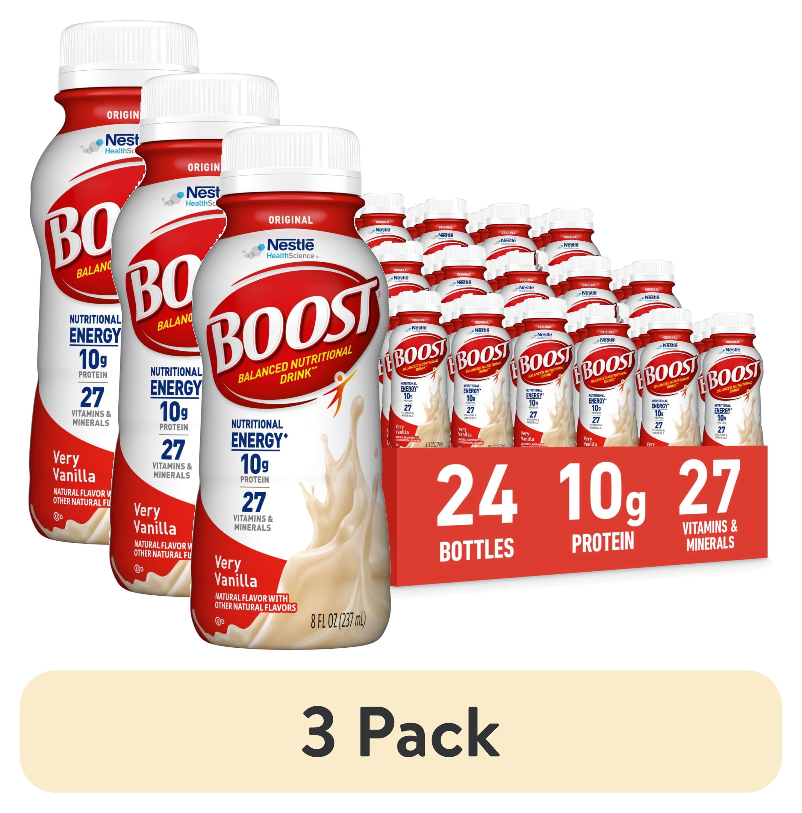 (3 pack) BOOST Original Ready to Drink Nutritional Drink, Very Vanilla, 24 - 8 FL OZ Bottles