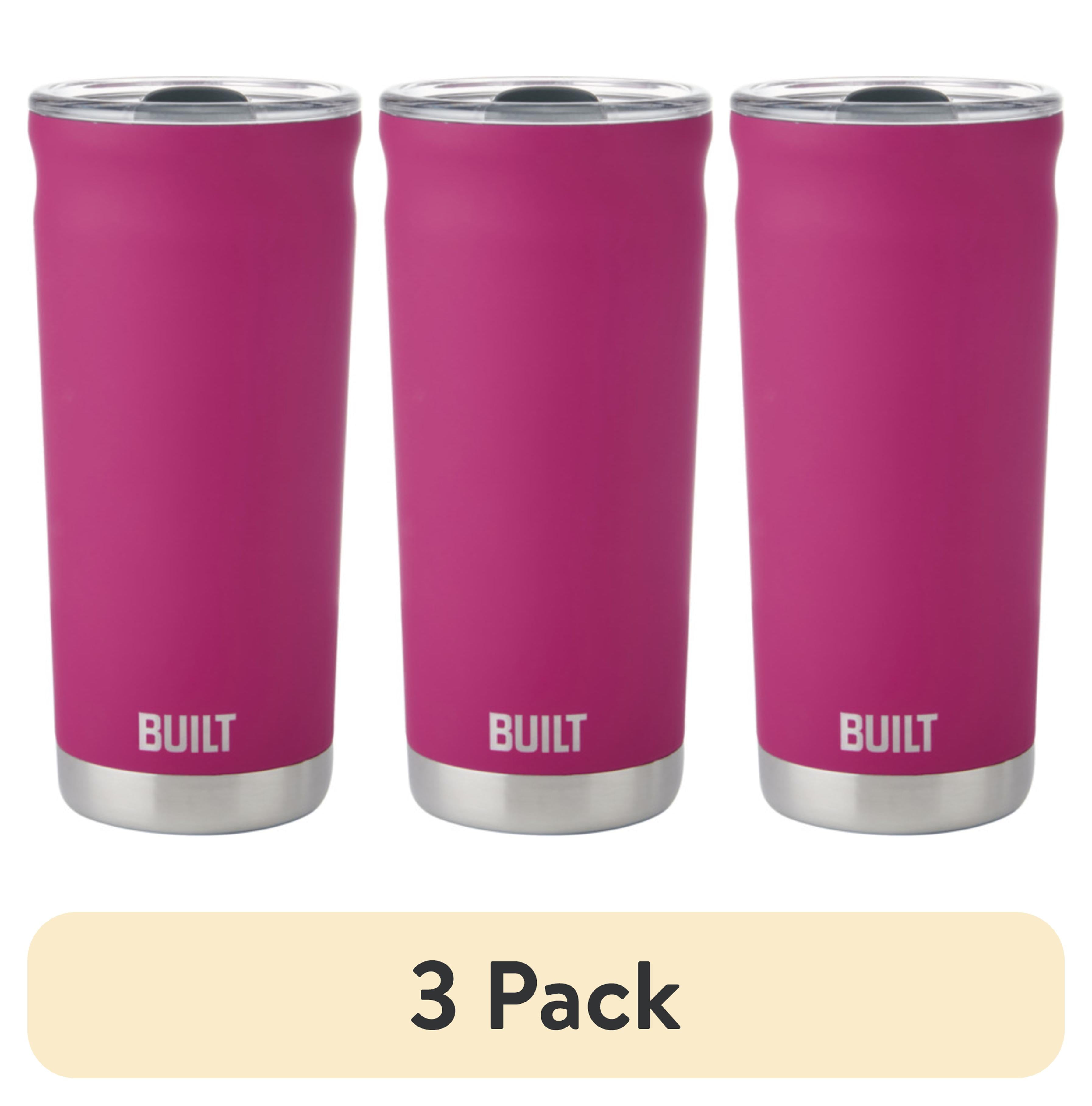 (3 pack) BUILT Torrent 20 oz Double-Wall Insulated Stainless Steel Tumbler Water Bottle, Magenta