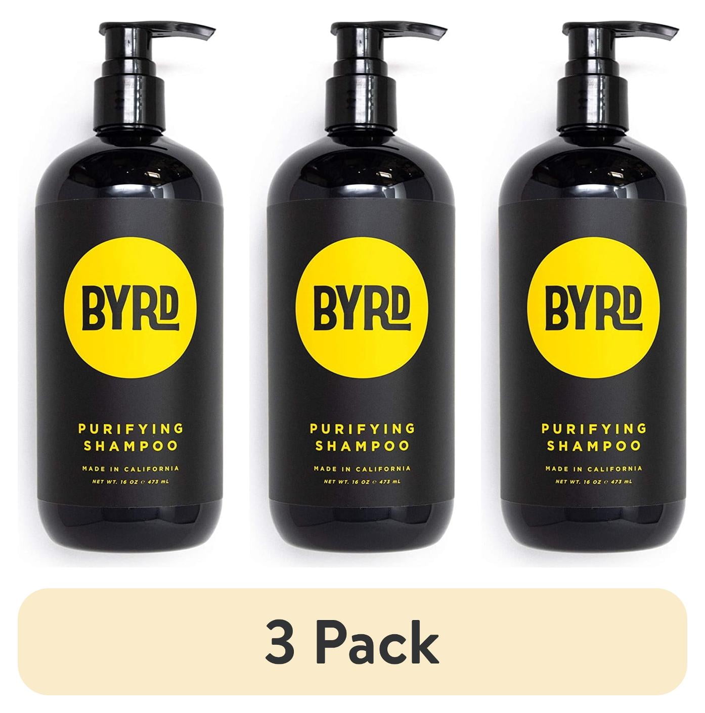(3 pack) BYRD Purifying Shampoo, Clear Pump Bottle, 16 oz All Hair Types