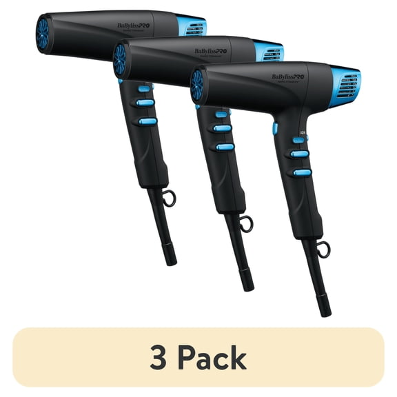 (3 pack) BaBylissPRO Nano Titanium Matte Black High-Speed Dual Ionic Dryer