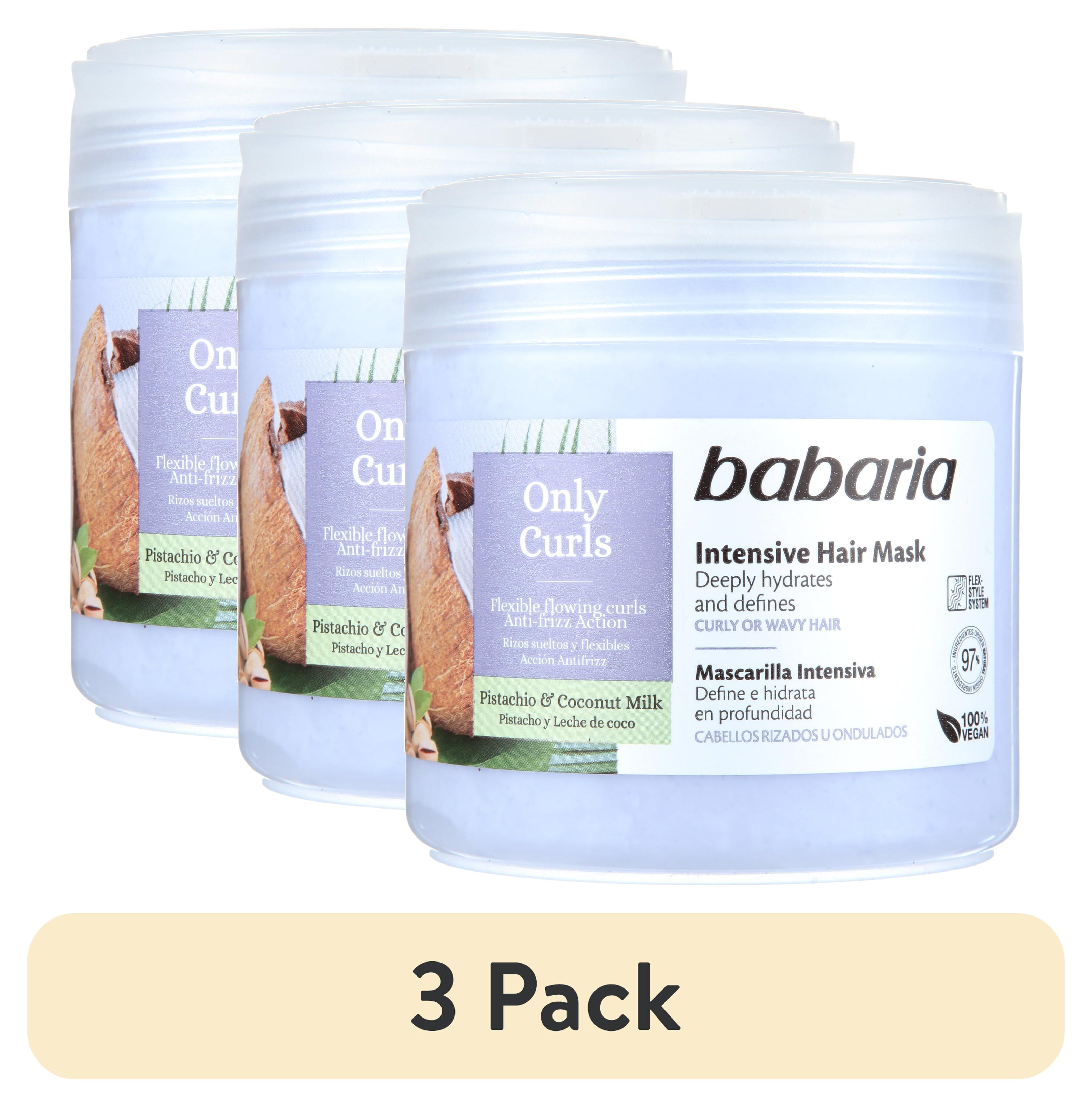 (3 pack) Babaria Only Curls Anti-Frizz Action, Deeply Hydrate's Hair Mask with Pistachio & Coconut Milk, 13.5 fl oz
