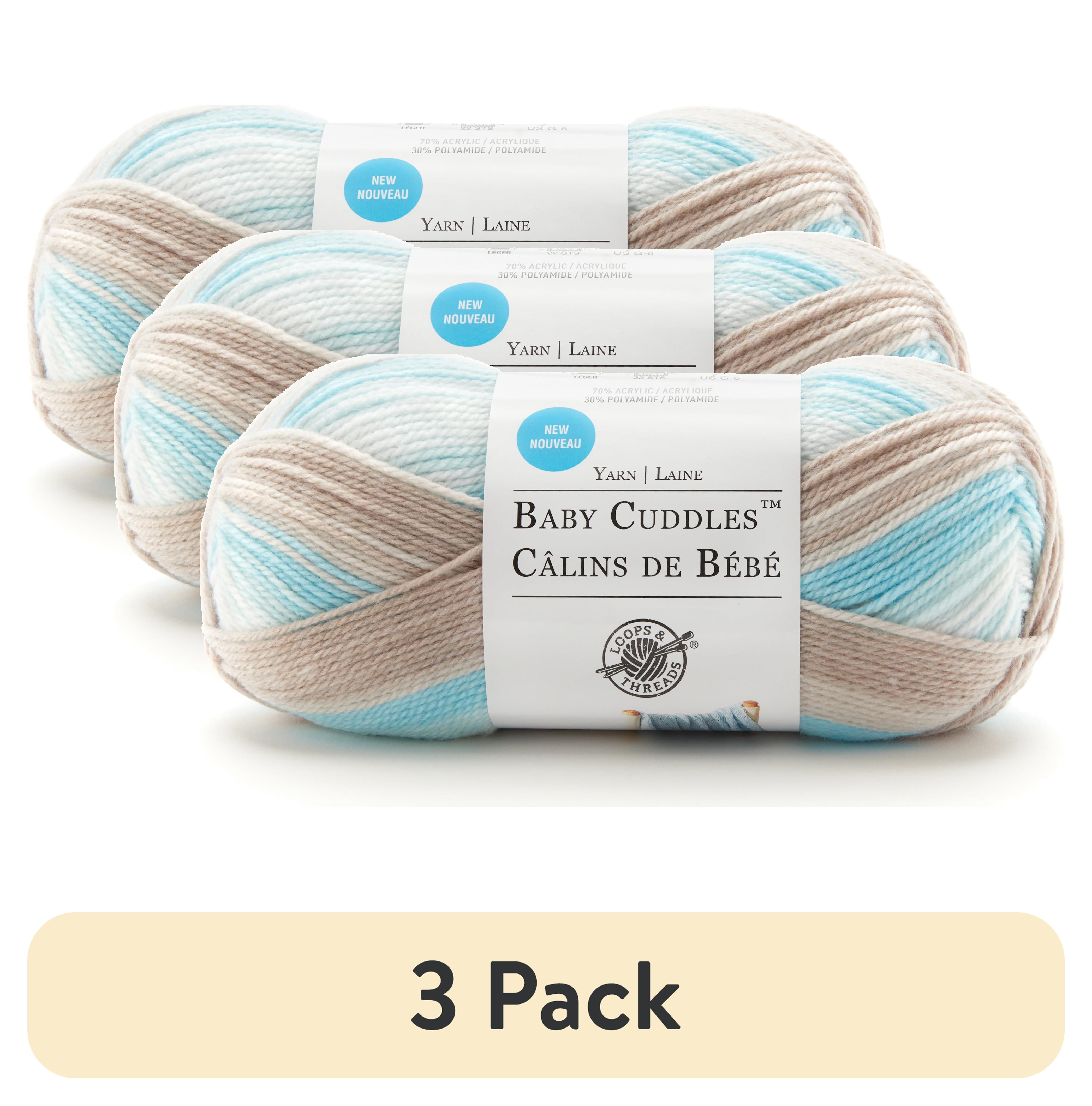 (3 pack) Baby Cuddles Yarn by Loops & Threads - Yarn for Knitting - Crochet - Weaving - and Arts & Crafts - Beachy - Acrylic - Polyamide - 4 oz
