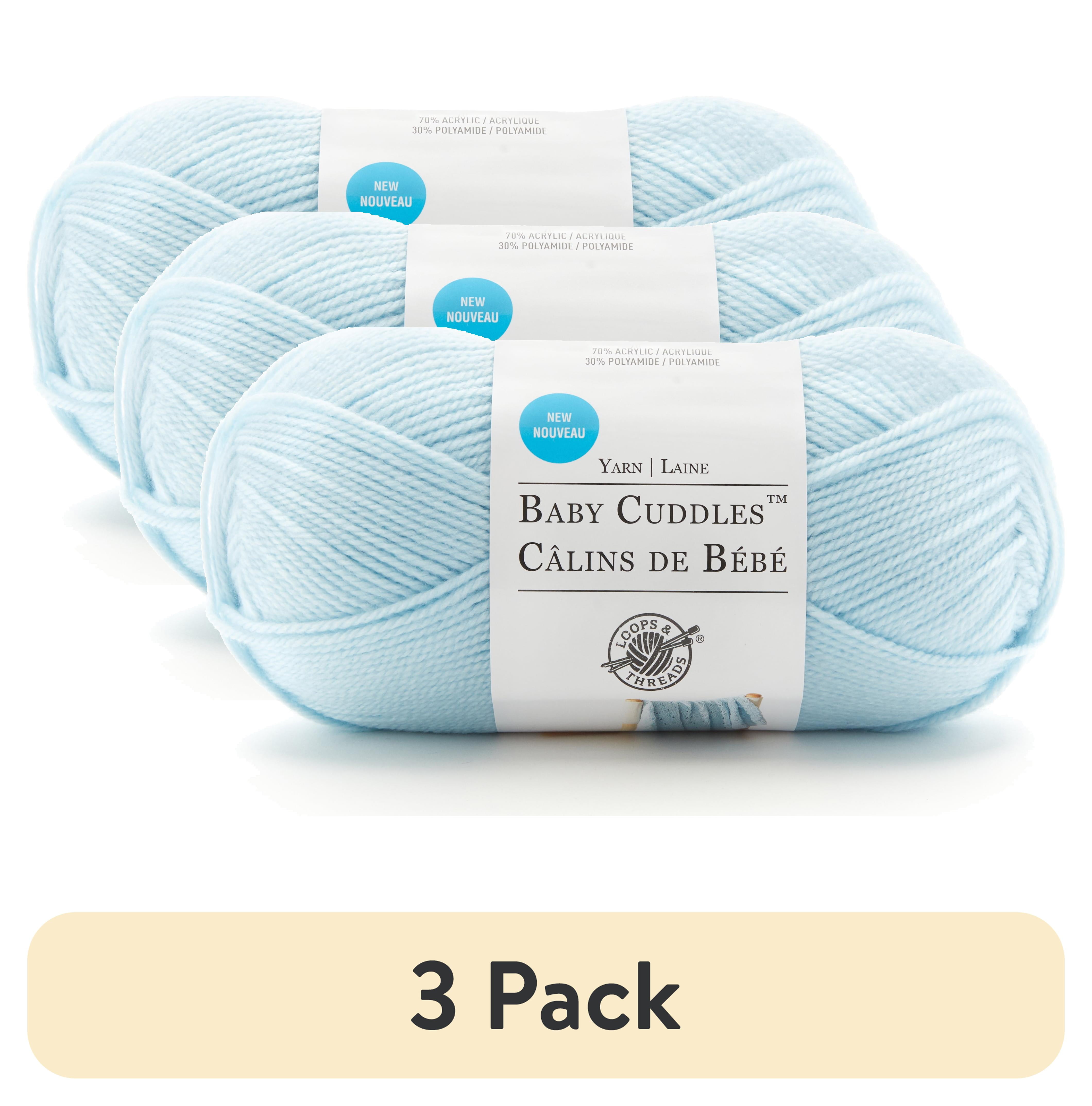 (3 pack) Baby Cuddles Yarn by Loops & Threads - Yarn for Knitting - Crochet - Weaving - and Arts & Crafts - Blue - Acrylic - Polyamide - 4 oz