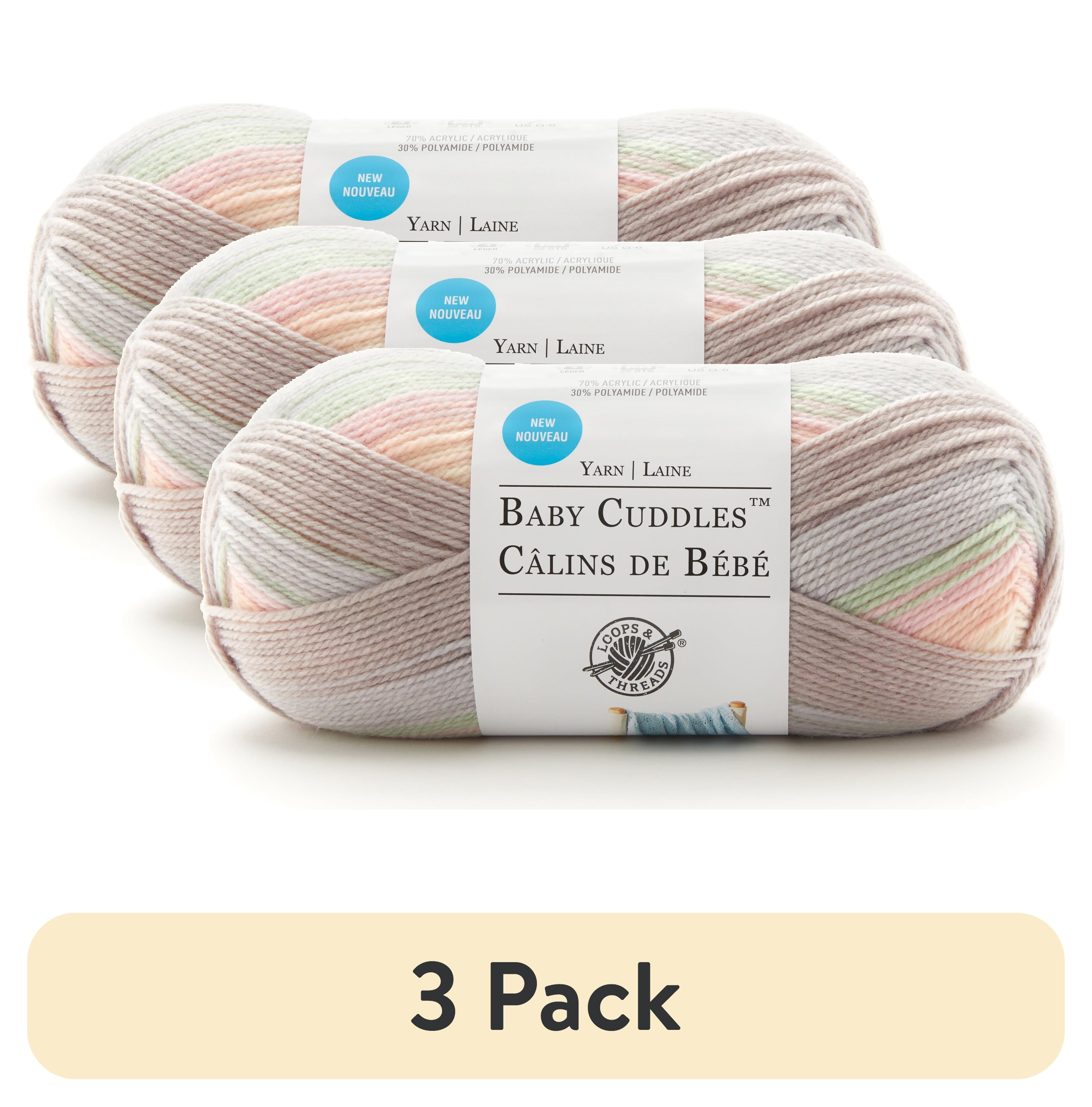 (3 pack) Baby Cuddles Yarn by Loops & Threads - Yarn for Knitting - Crochet - Weaving - and Arts & Crafts - Multi - Acrylic - Polyamide - 4 oz