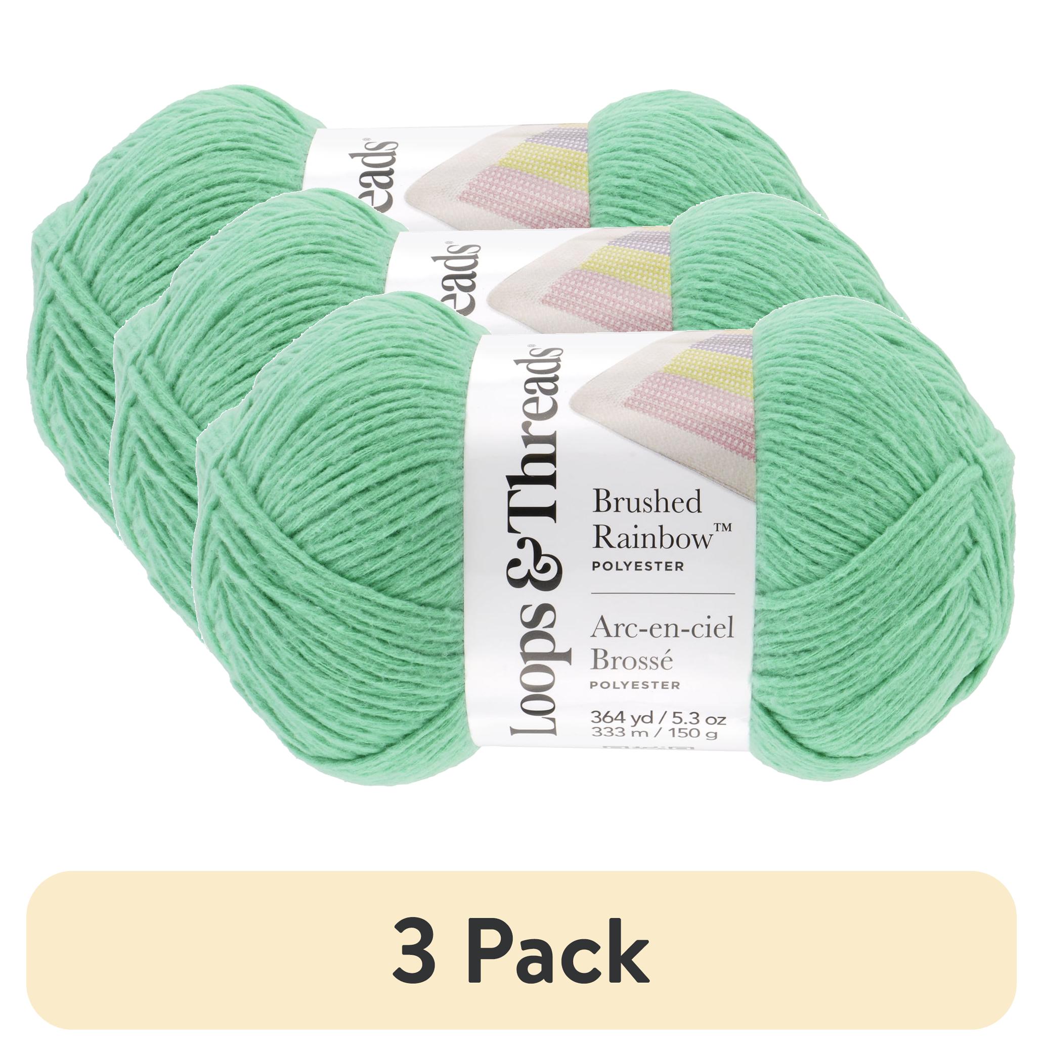 (3 pack) Baby Rainbow Yarn by Loops & Threads - Yarn for Knitting - Crochet - Weaving - and Arts & Crafts - Aqua Green - Polyester - 5.3 oz