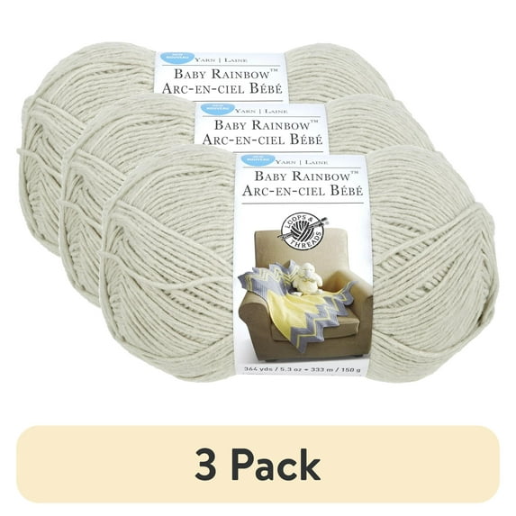 (3 pack) Baby Rainbow Yarn by Loops & Threads - Yarn for Knitting - Crochet - Weaving - and Arts & Crafts - Baby Breath - Polyester - 5.3 oz