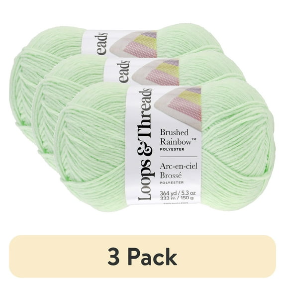 (3 pack) Baby Rainbow Yarn by Loops & Threads - Yarn for Knitting - Crochet - Weaving - and Arts & Crafts - Bay - Polyester - 5.3 oz