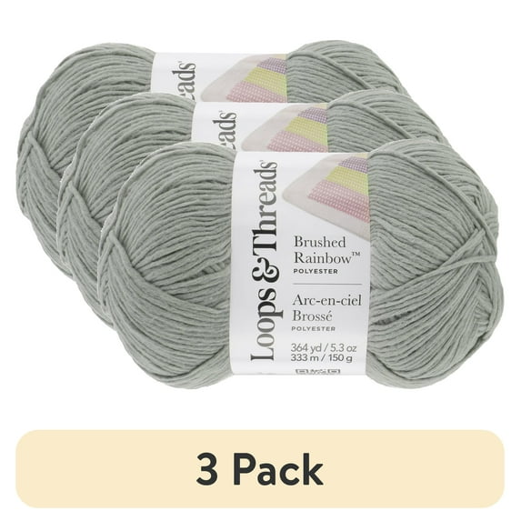 (3 pack) Baby Rainbow Yarn by Loops & Threads - Yarn for Knitting - Crochet - Weaving - and Arts & Crafts - Neutral Gray - Polyester - 5.3 oz