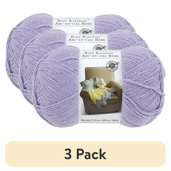 (3 pack) Baby Rainbow Yarn by Loops & Threads - Yarn for Knitting - Crochet - Weaving - and Arts & Crafts - Orchid - Polyester - 5.3 oz