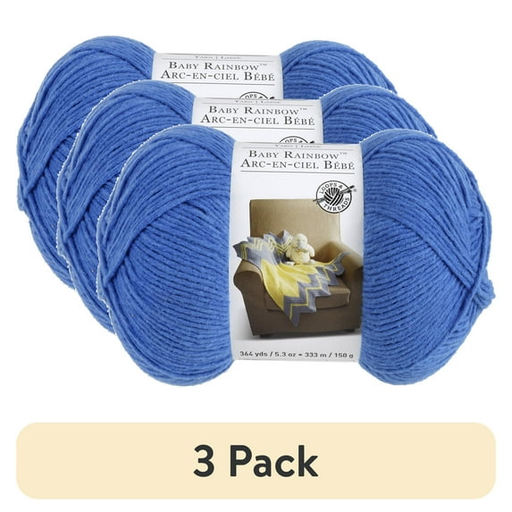 (3 pack) Baby Rainbow Yarn by Loops & Threads - Yarn for Knitting - Crochet - Weaving - and Arts & Crafts - Twilight Blue - Polyester - 5.3 oz