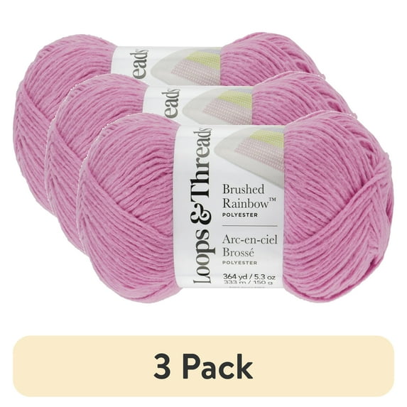 (3 pack) Baby Rainbow Yarn by Loops & Threads - Yarn for Knitting - Crochet - Weaving - and Arts & Crafts - Violet - Polyester - 5.3 oz